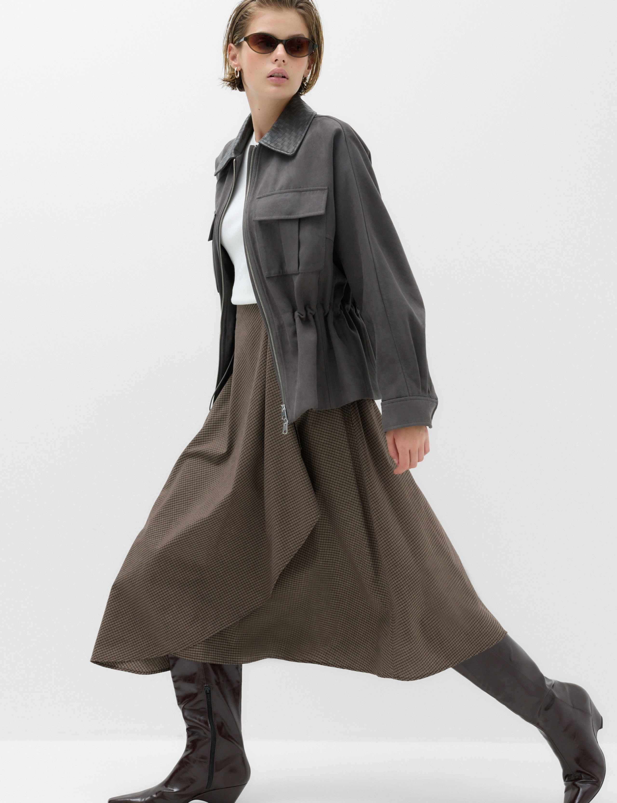 Pure Cotton Checked Midi Circle Skirt 6 of 6