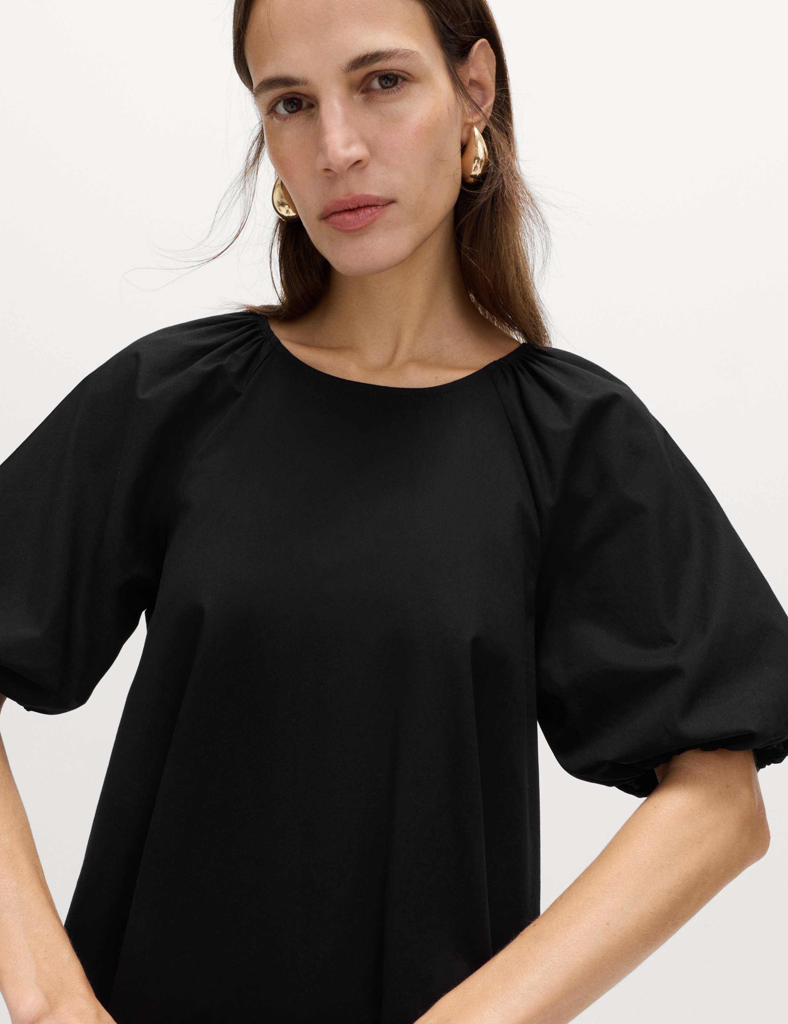 Pure Cotton Puff Sleeve Mini Smock Dress 3 of 4