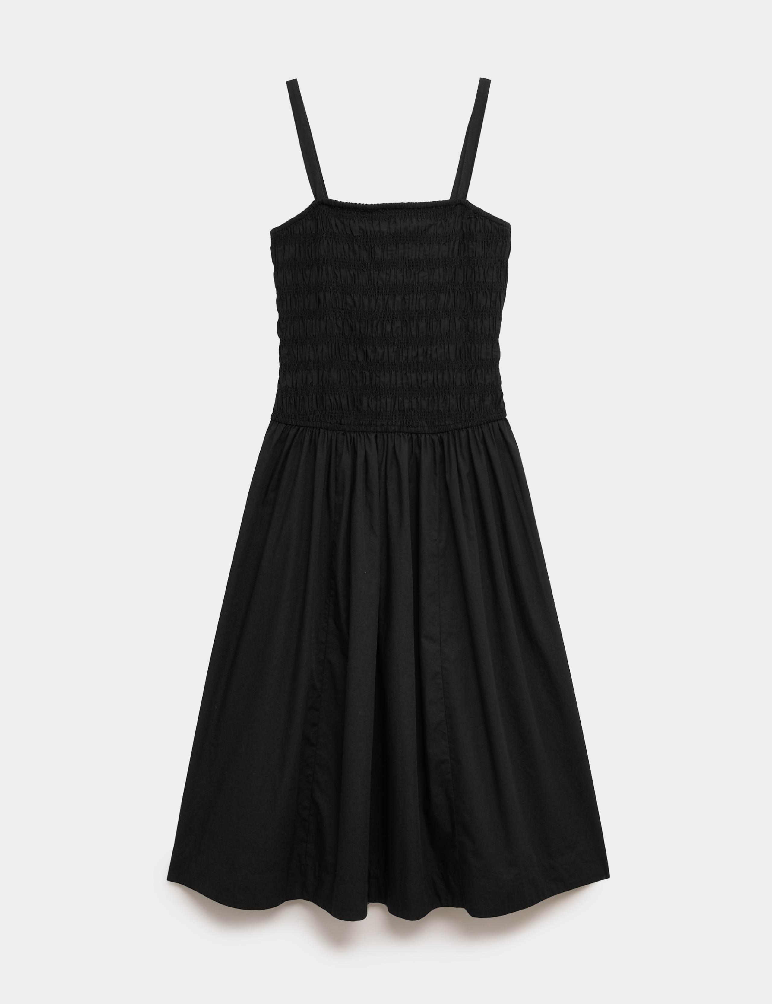 Pure Cotton Midi Shirred Cami Dress 2 of 6