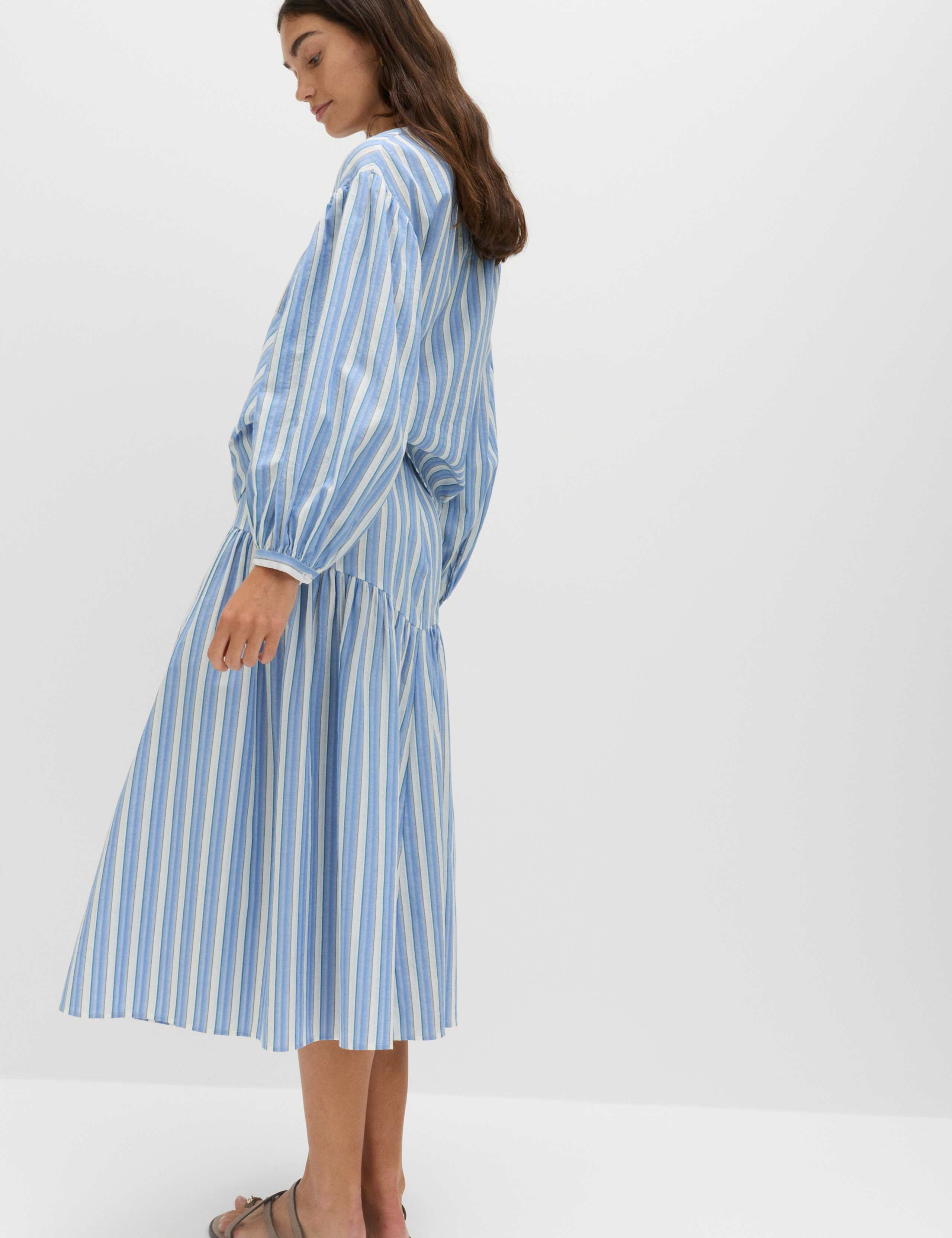 Pure Cotton Striped Midi Drop Waist Skirt 4 of 6