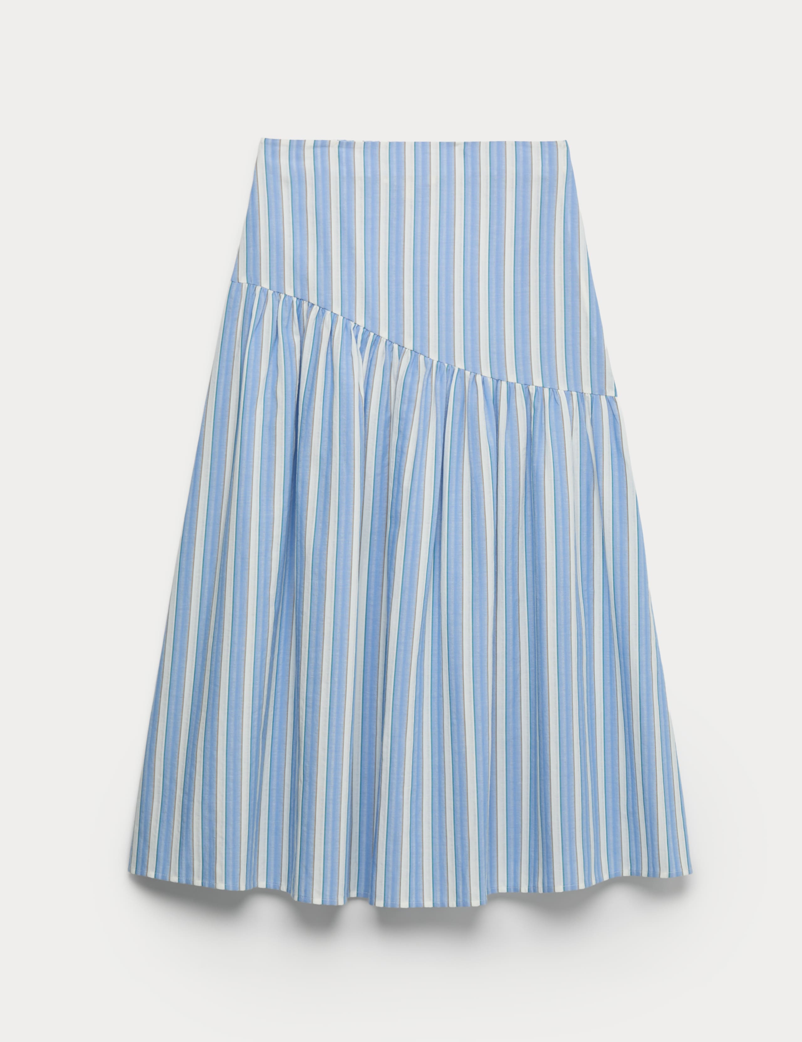 Pure Cotton Striped Midi Drop Waist Skirt 2 of 6