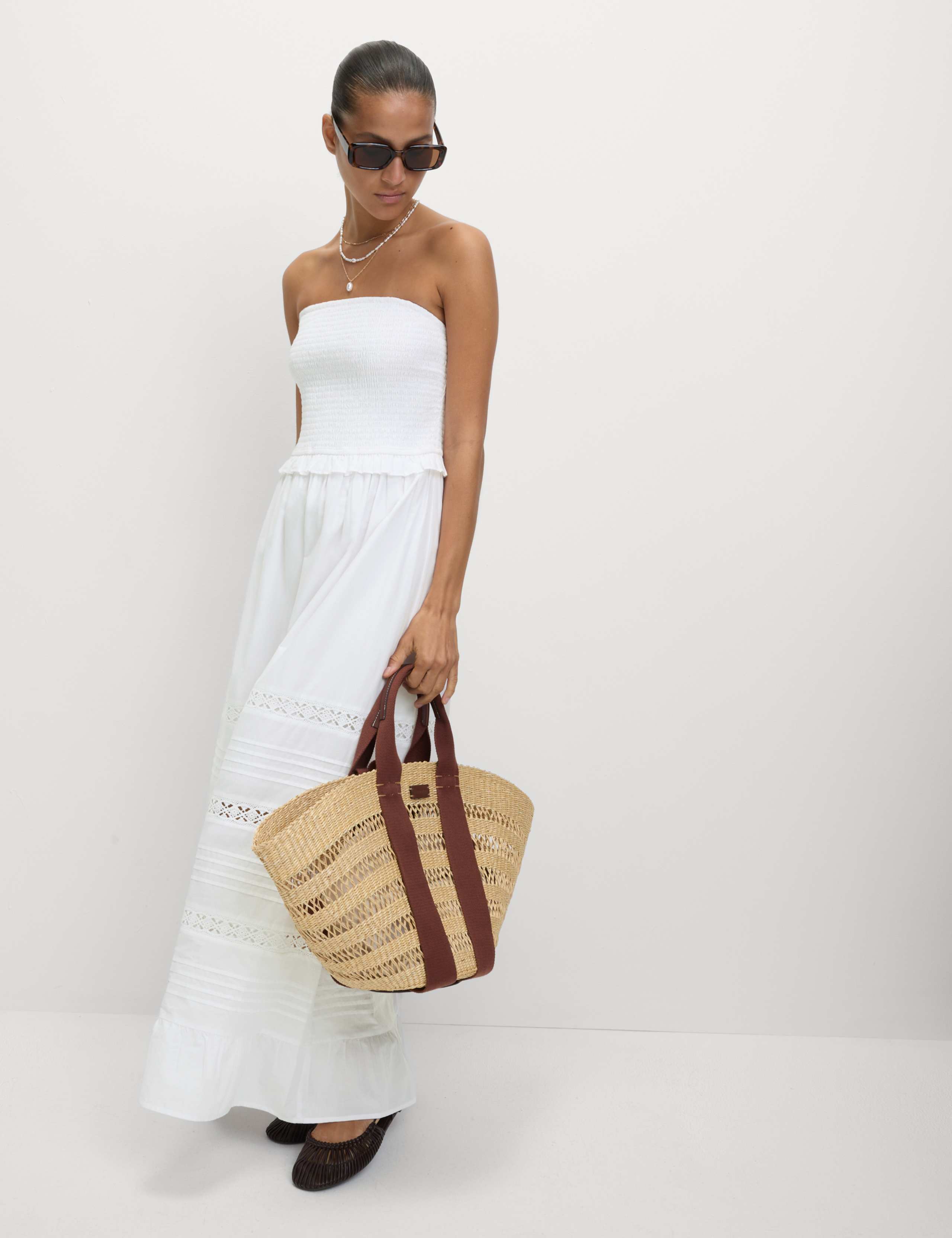 Pure Cotton Bandeau Maxi Waisted Dress 3 of 6