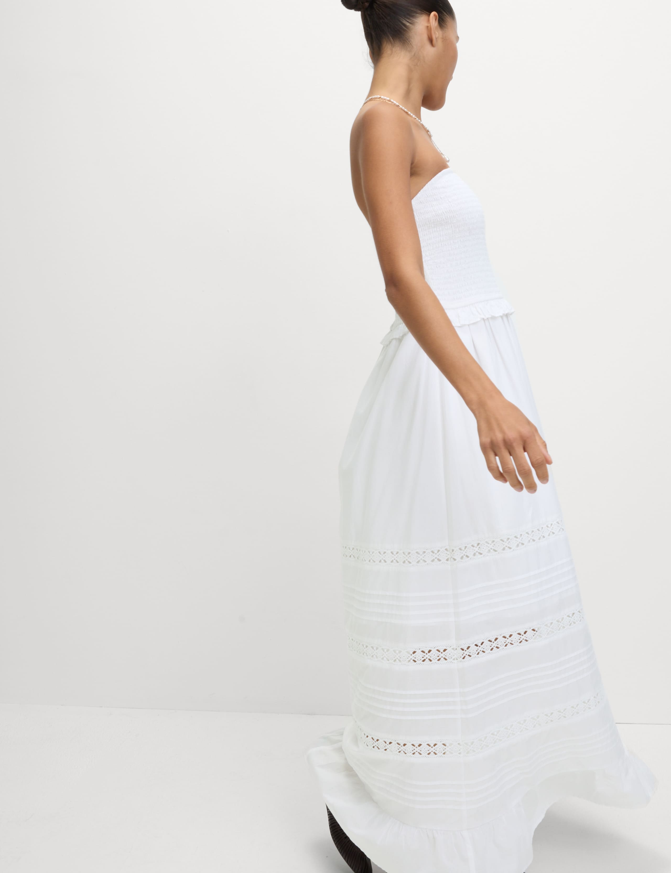 Pure Cotton Bandeau Maxi Waisted Dress 4 of 6