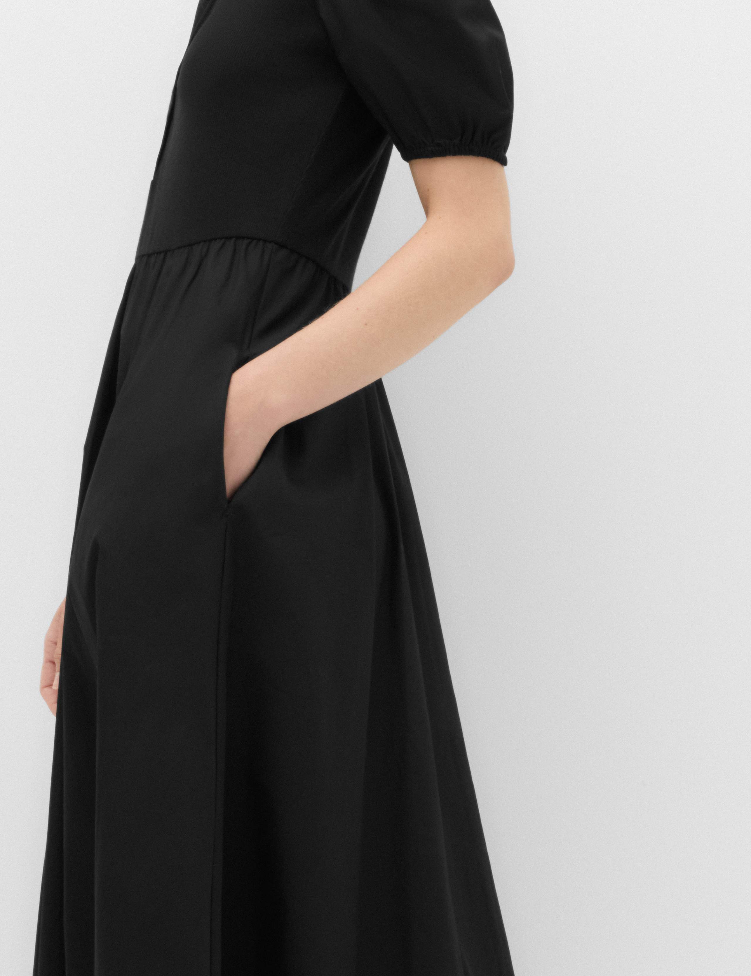 Pure Cotton V-Neck Midi Waisted Dress 5 of 6