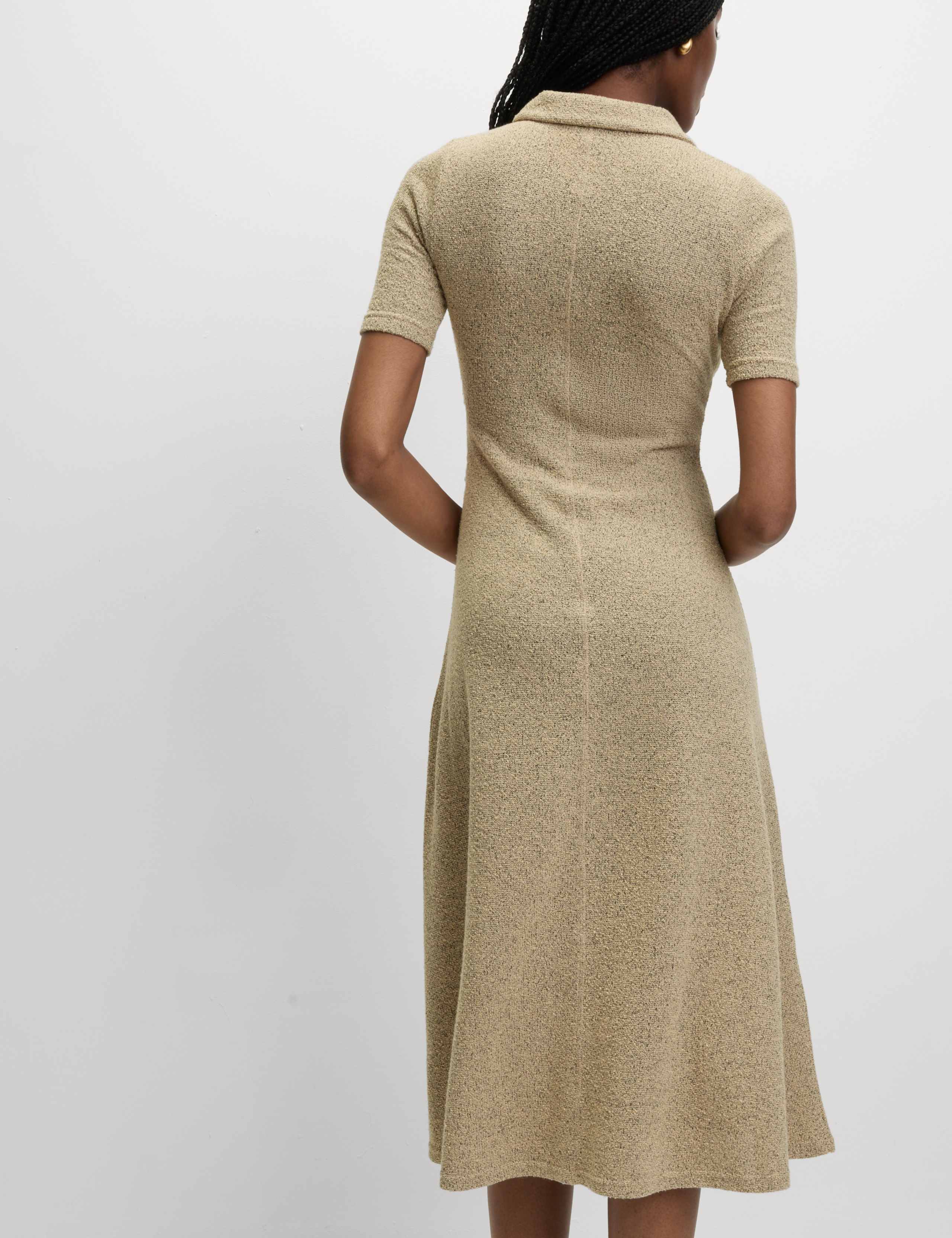 Jersey Knitted V-Neck Midi Column Dress 4 of 6