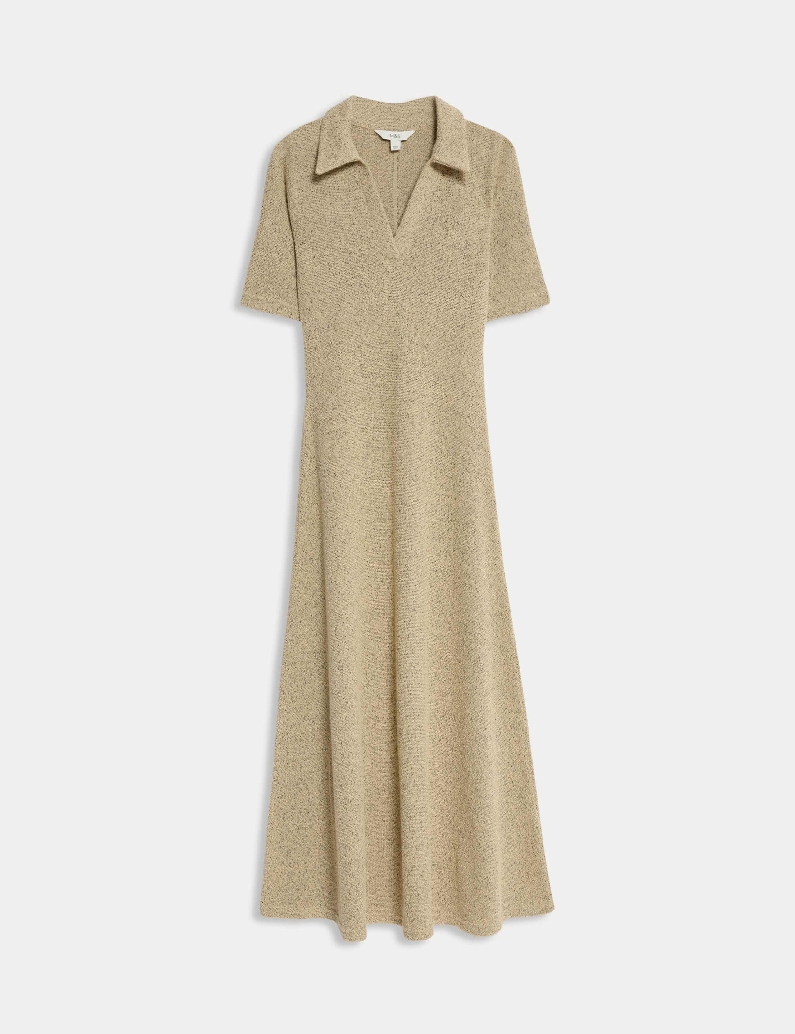 Jersey Knitted V-Neck Midi Column Dress 2 of 6