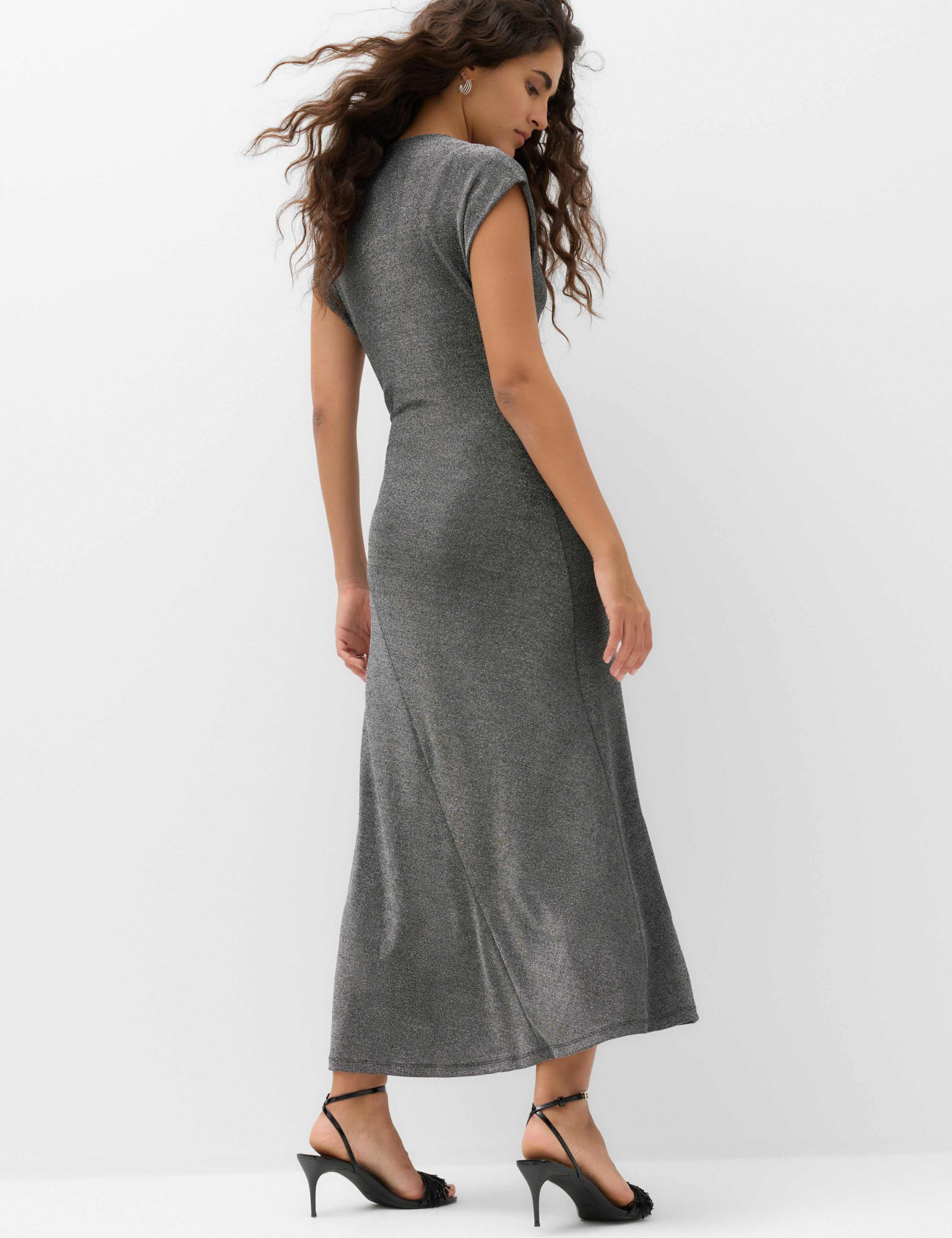 Jersey Sparkly One Shoulder Midi Column Dress 5 of 6