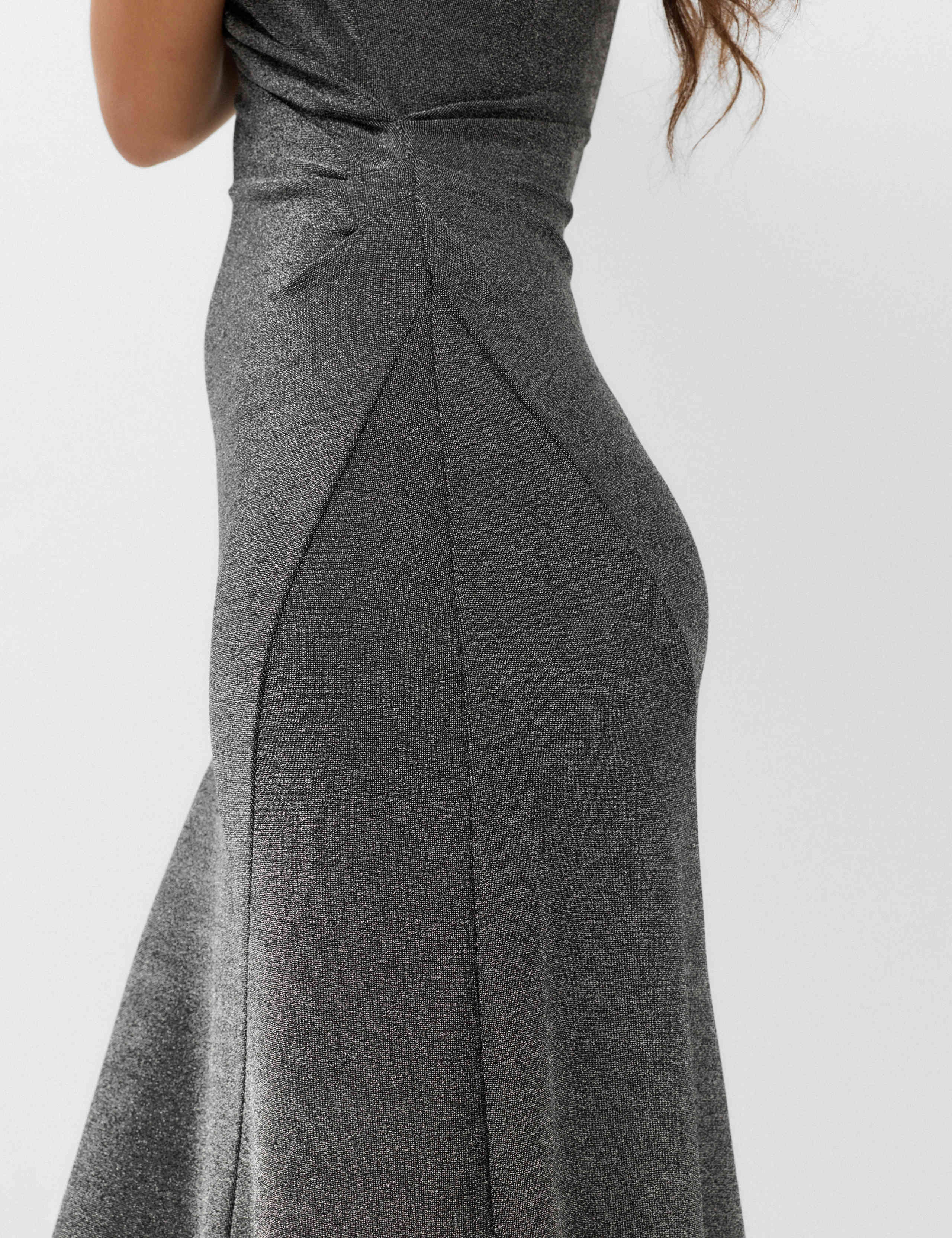 Jersey Sparkly One Shoulder Midi Column Dress 6 of 6
