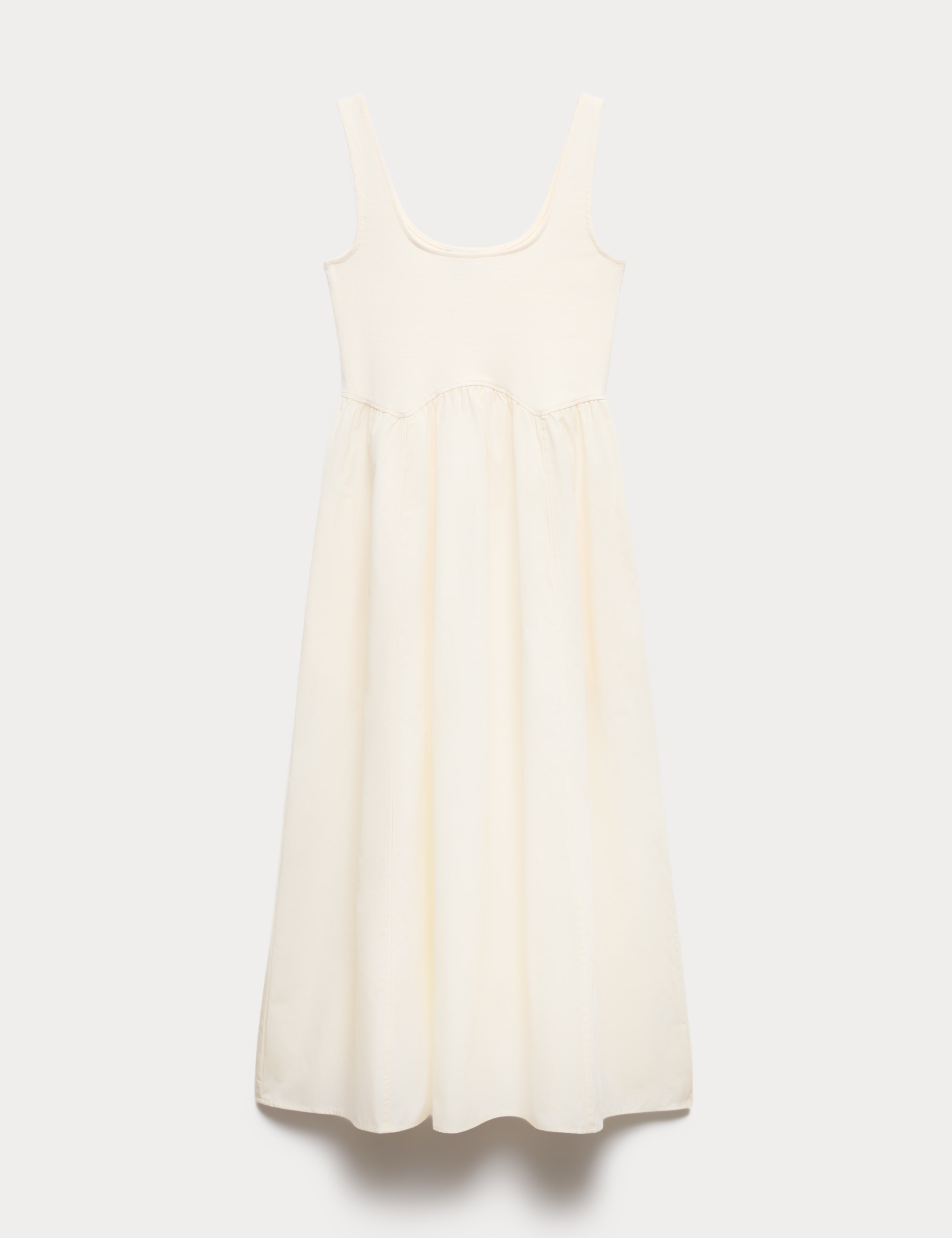 Cotton Rich Square Neck Midi Waisted Dress 2 of 7