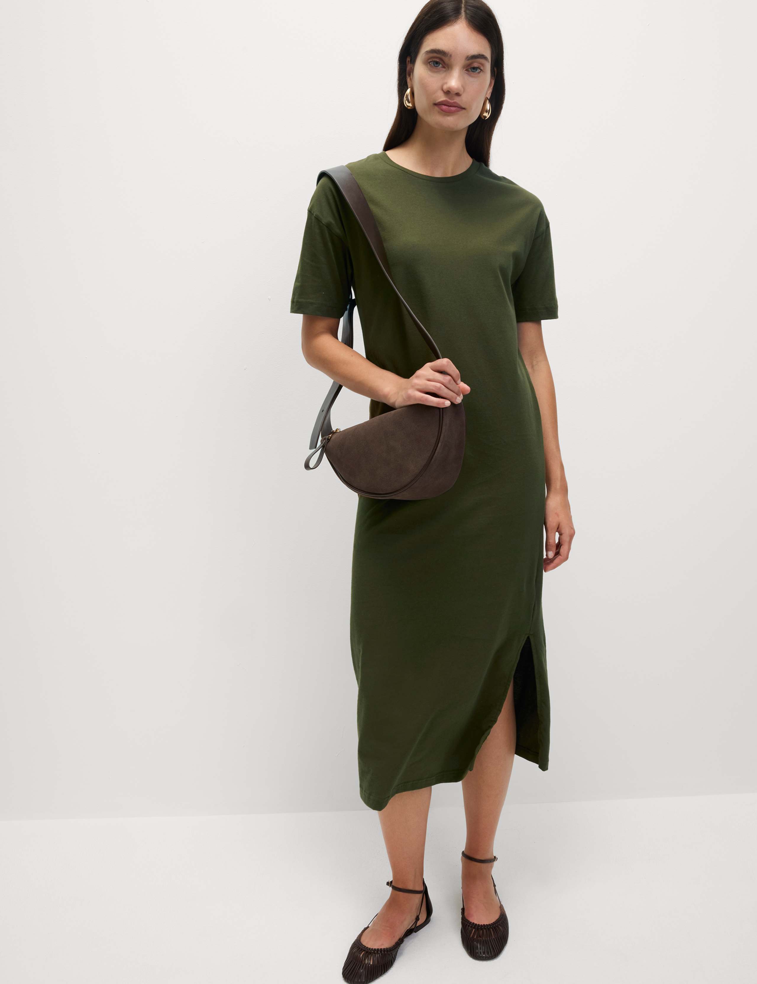 Pure Cotton Midi Relaxed T-Shirt Dress 1 of 7