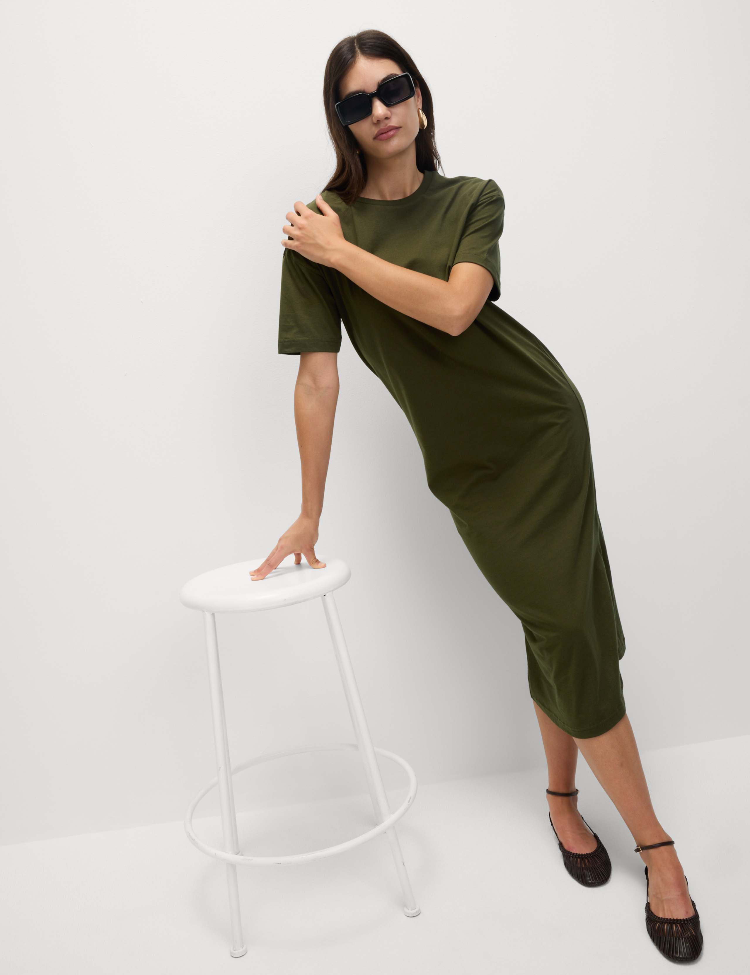 Pure Cotton Midi Relaxed T-Shirt Dress 4 of 7