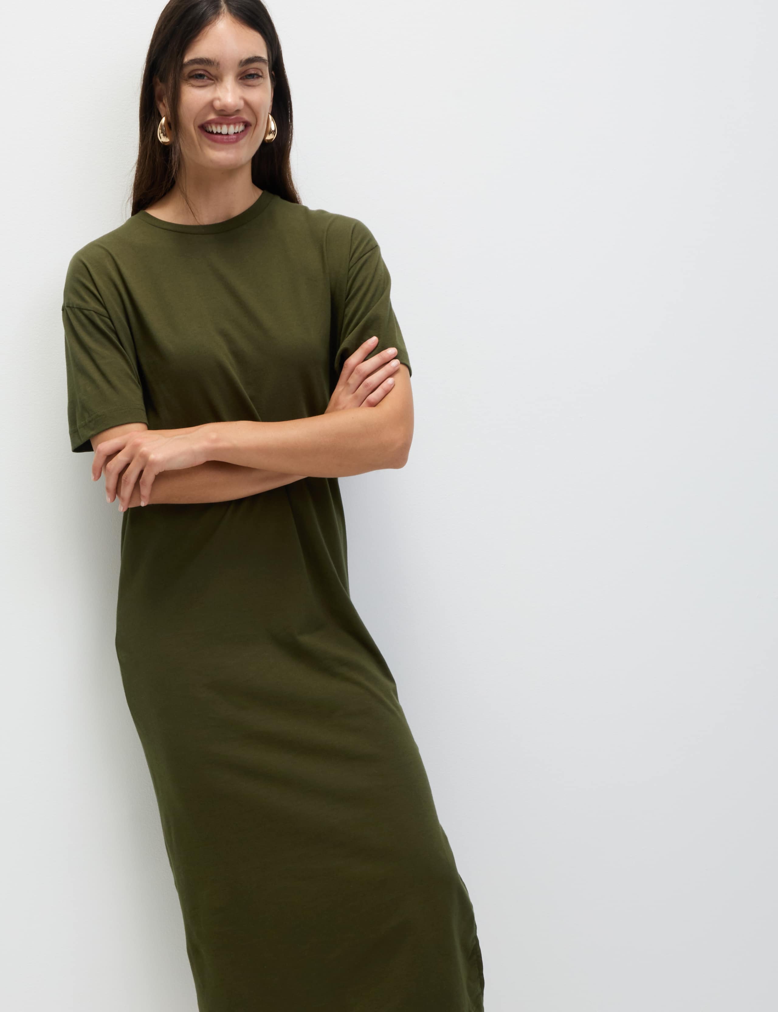 Pure Cotton Midi Relaxed T-Shirt Dress 7 of 7