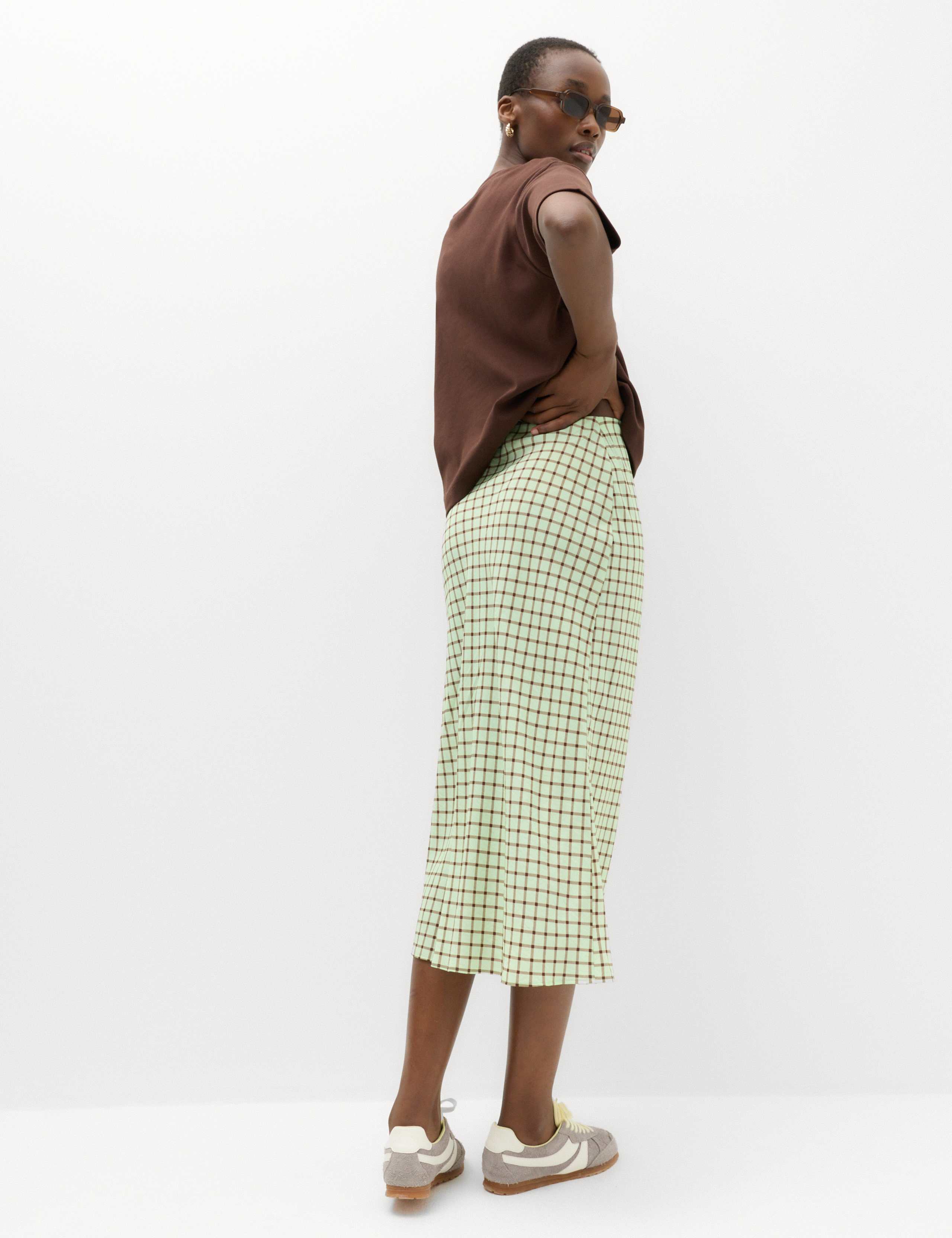 Checked Midi Straight Column Skirt 3 of 6