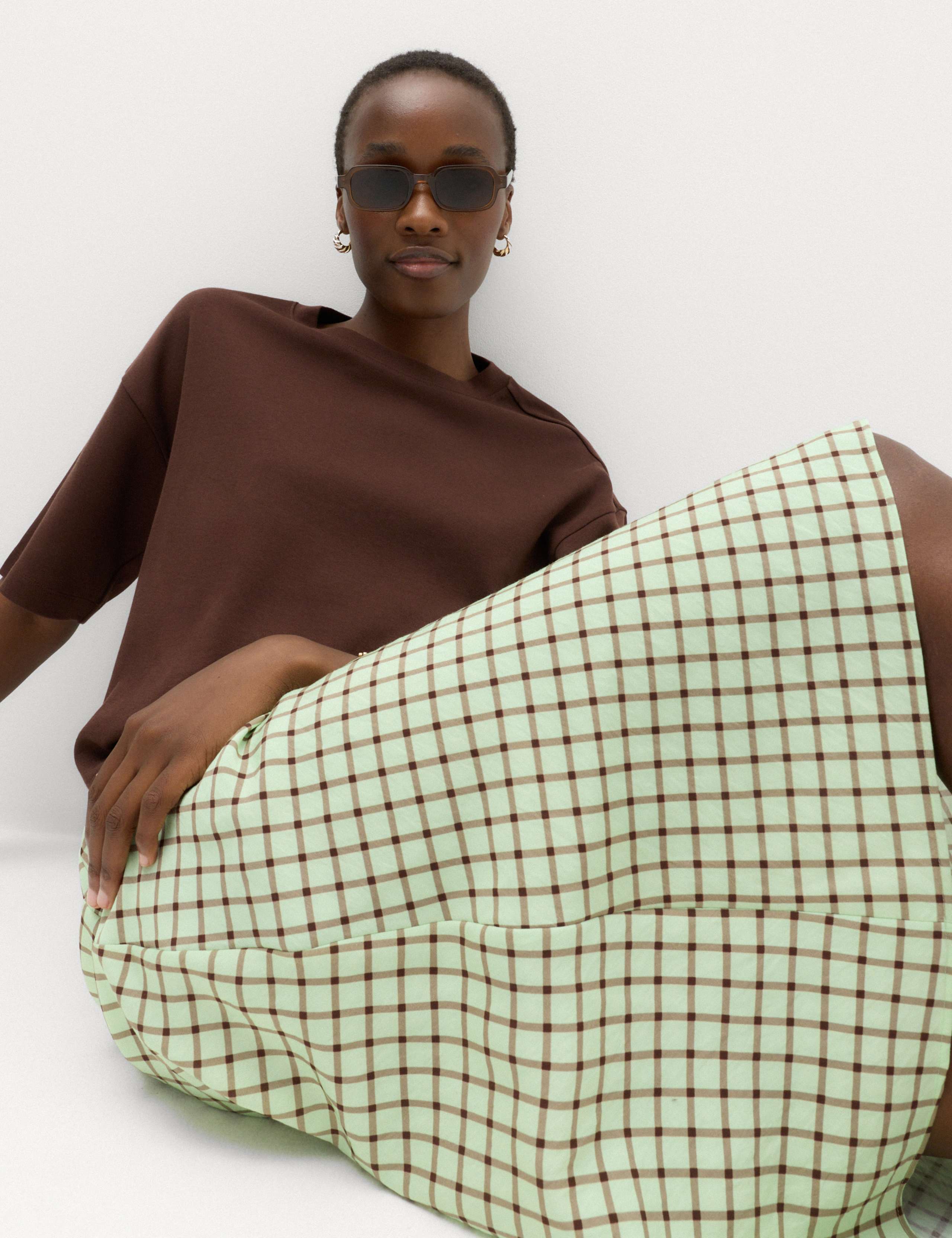 Checked Midi Straight Column Skirt 4 of 6