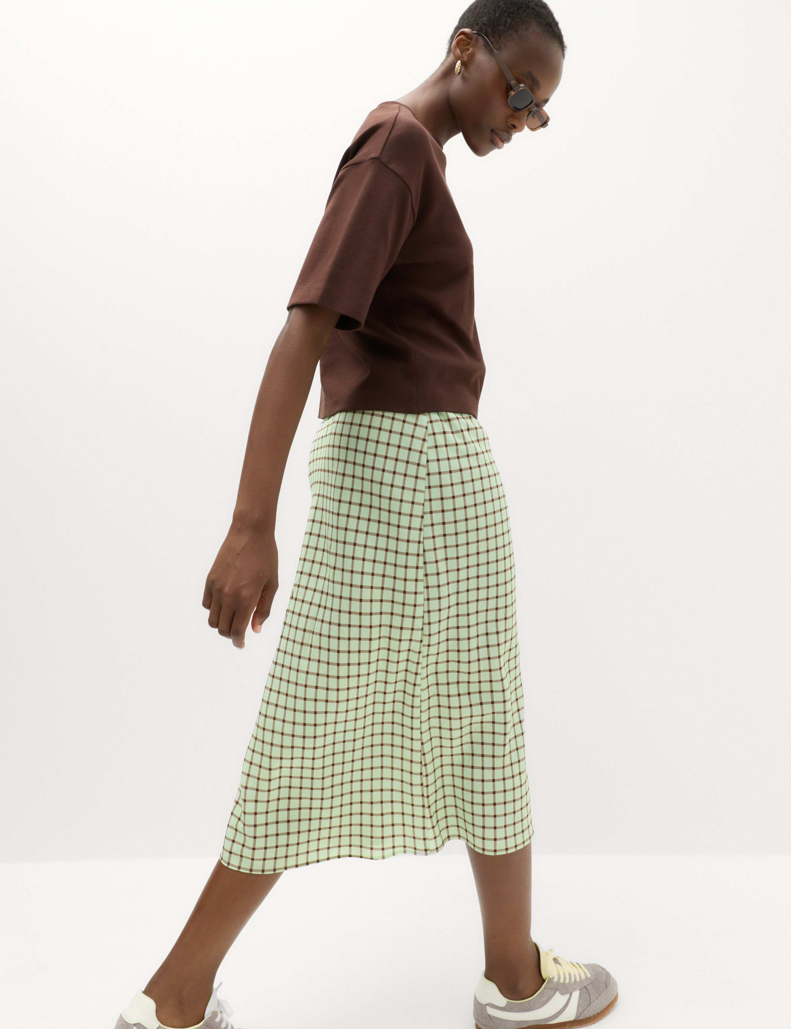 Checked Midi Straight Column Skirt 5 of 6