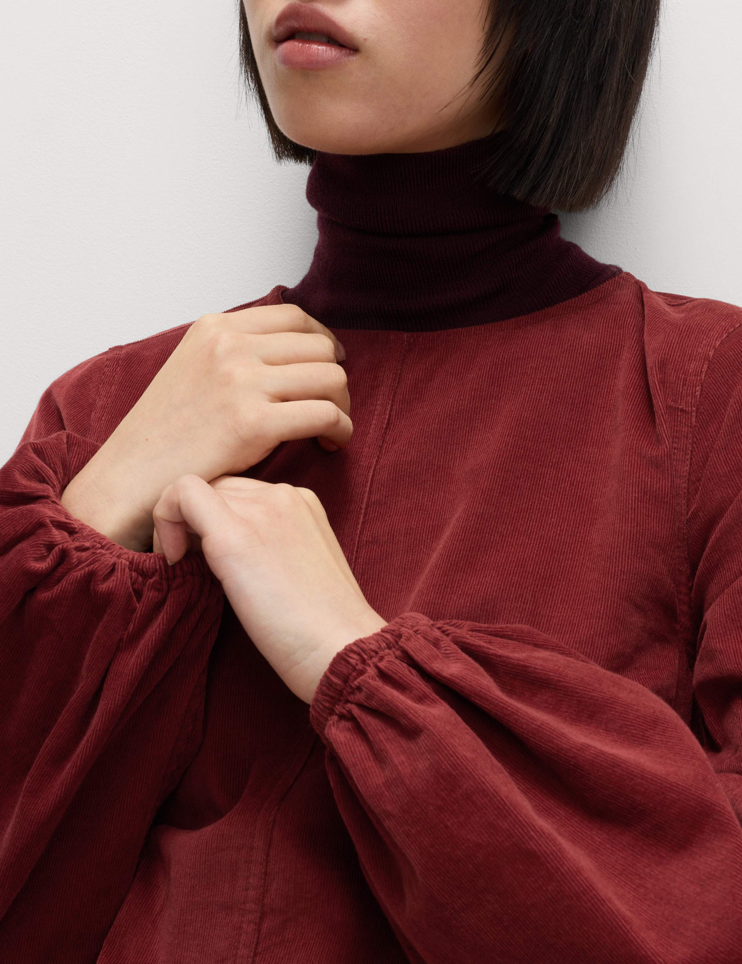 Corduroy Round Neck Mini Drop Waist Dress 3 of 4