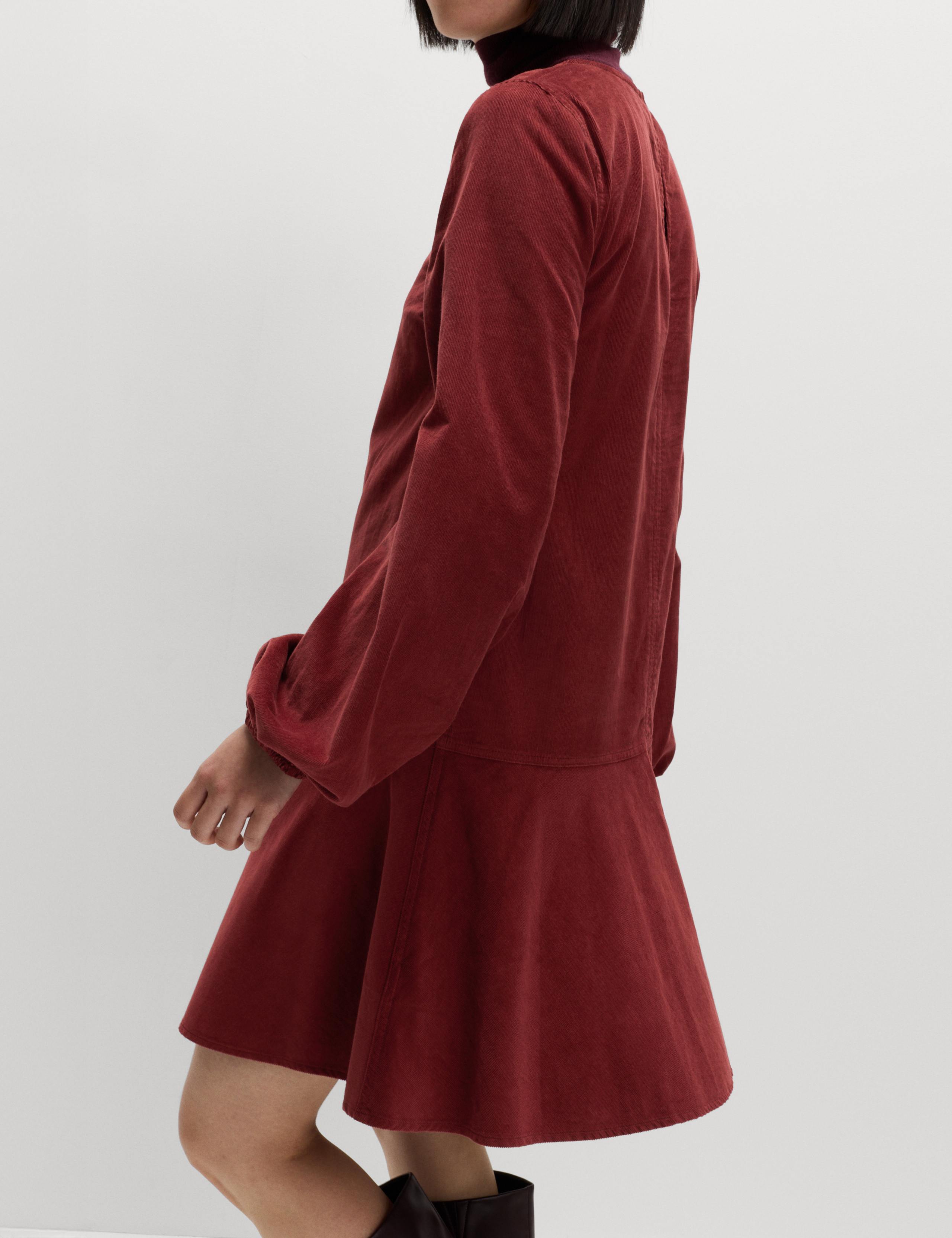 Corduroy Round Neck Mini Drop Waist Dress 4 of 7