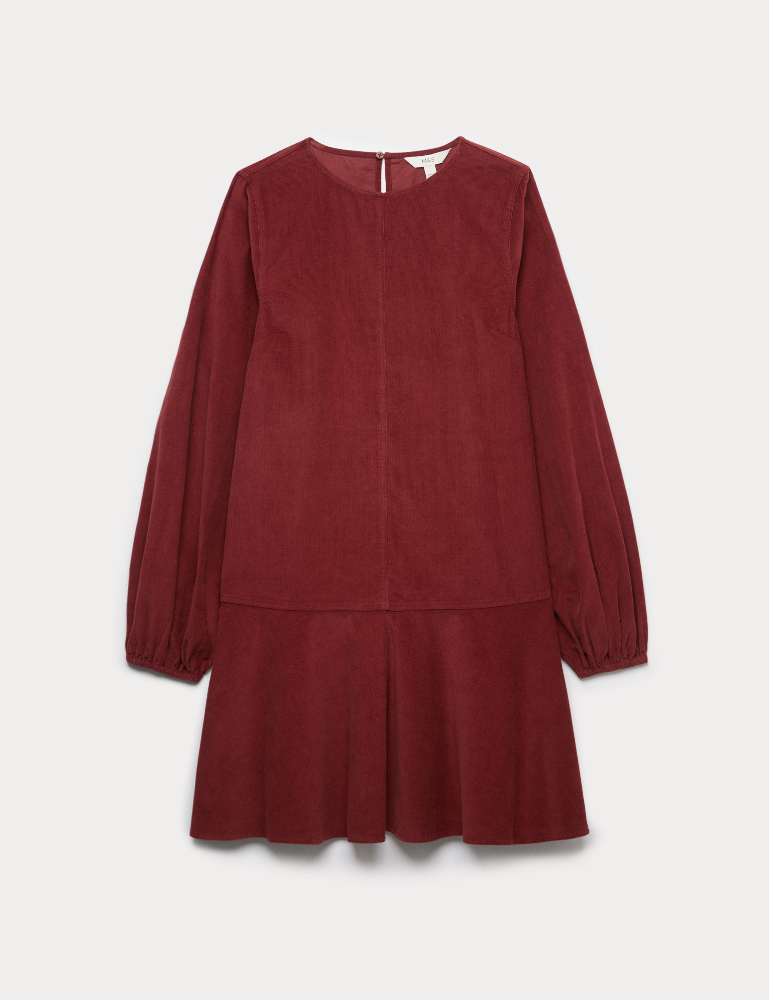 Corduroy Round Neck Mini Drop Waist Dress 2 of 4