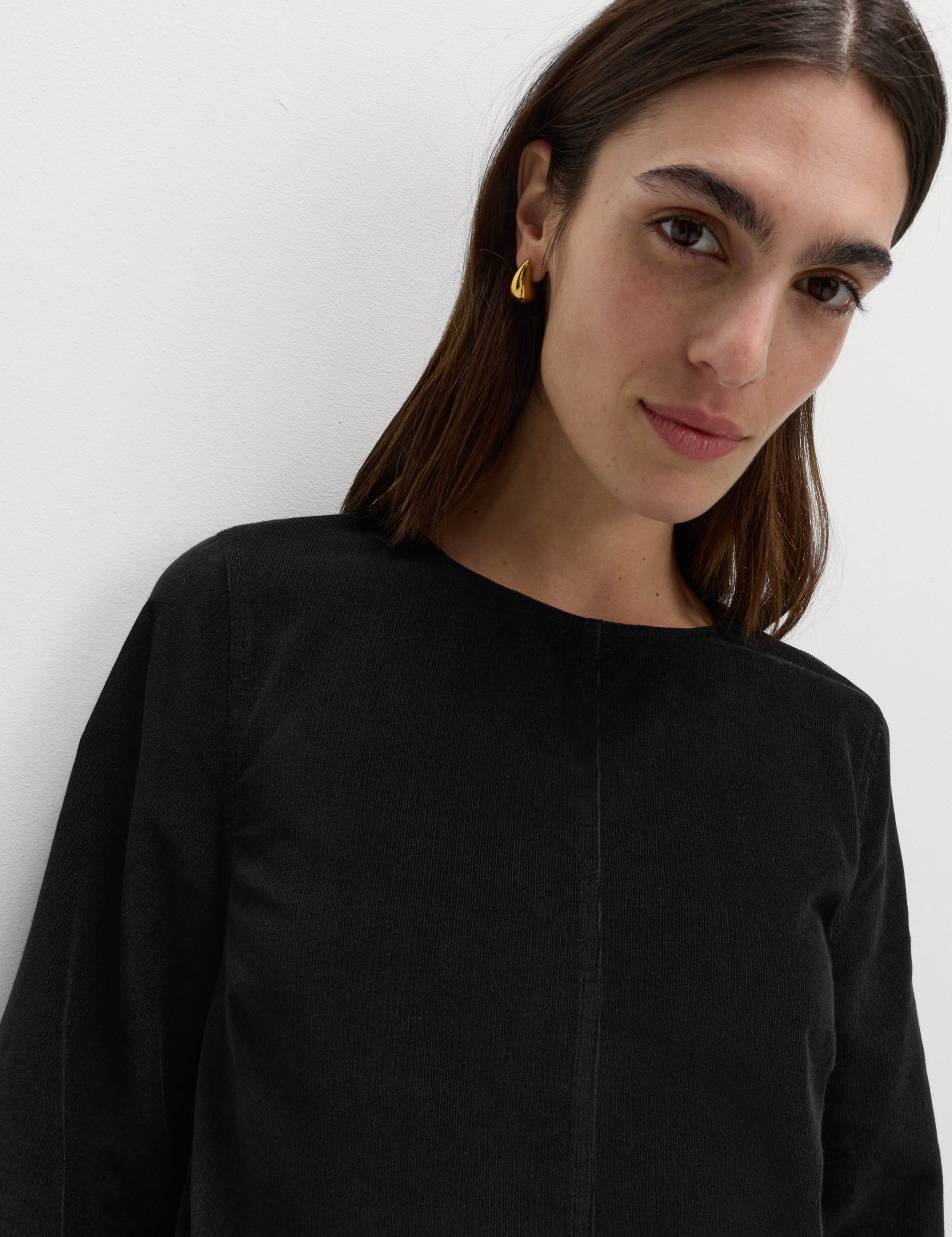 Corduroy Round Neck Mini Drop Waist Dress 3 of 5