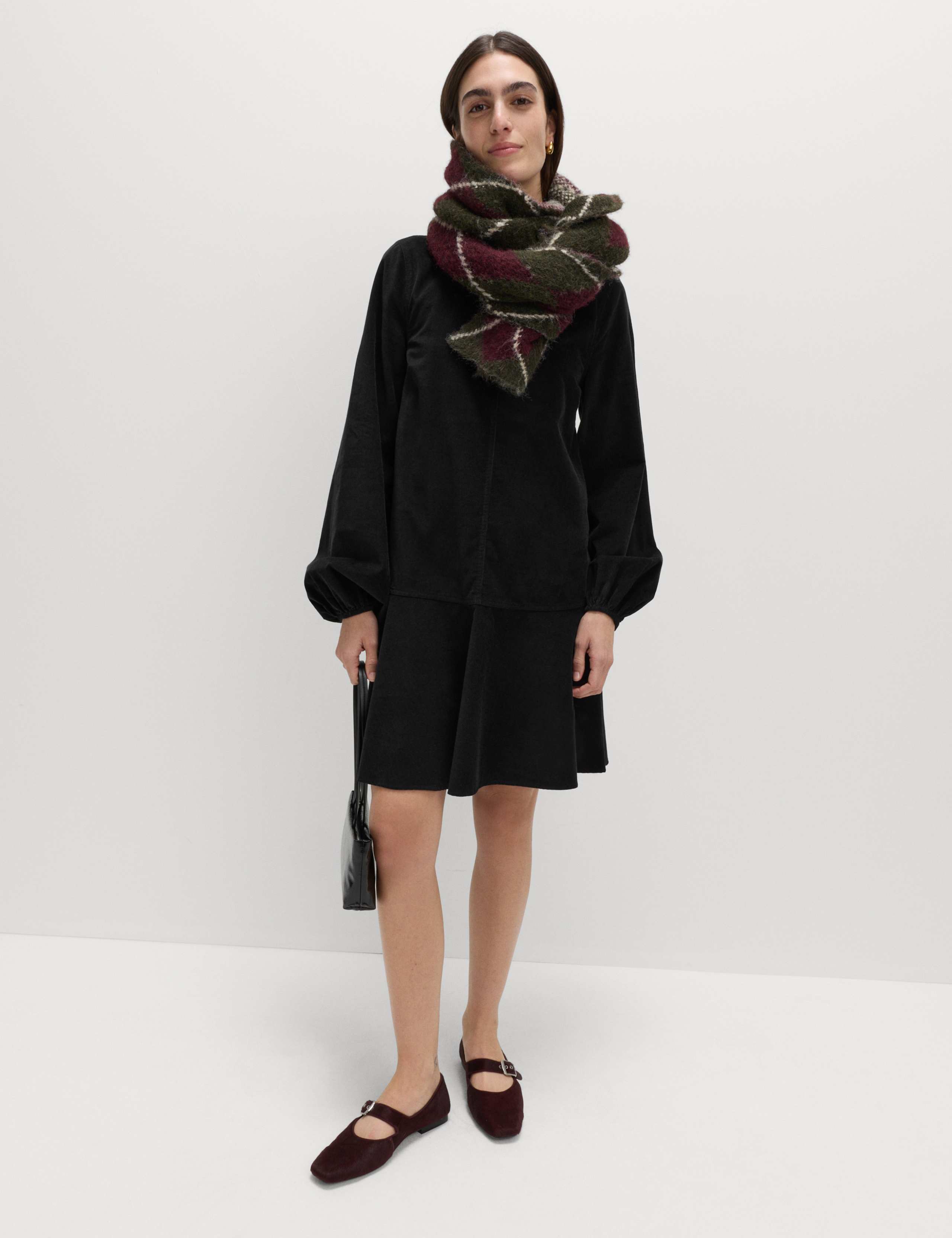 Corduroy Round Neck Mini Drop Waist Dress 4 of 5