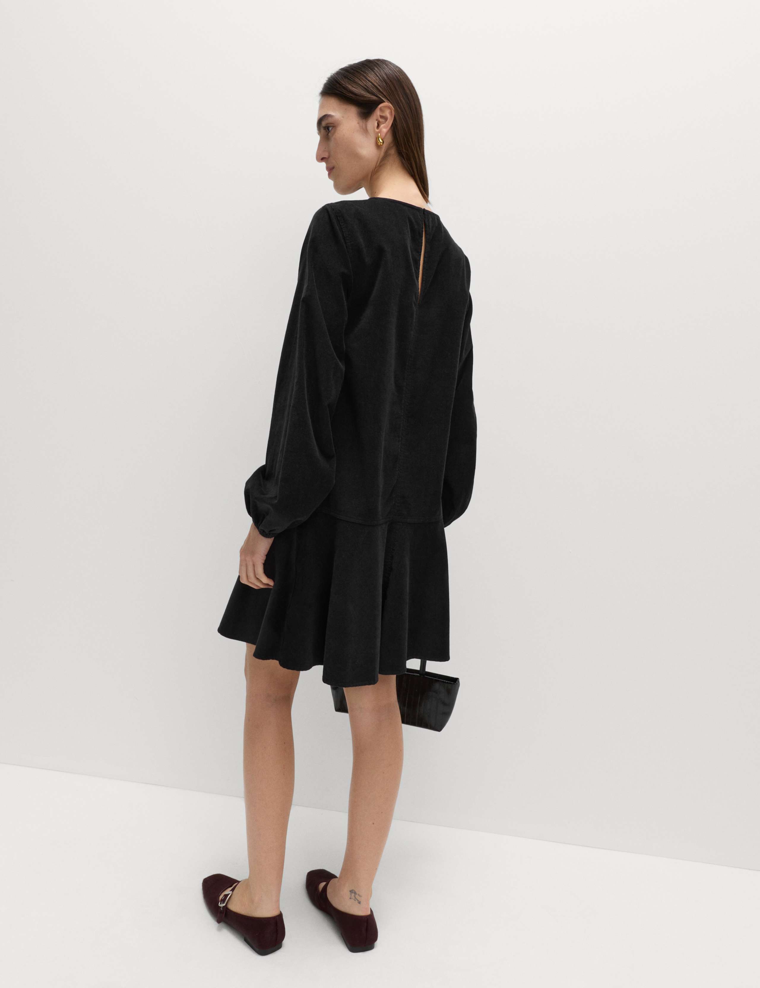 Corduroy Round Neck Mini Drop Waist Dress 5 of 5