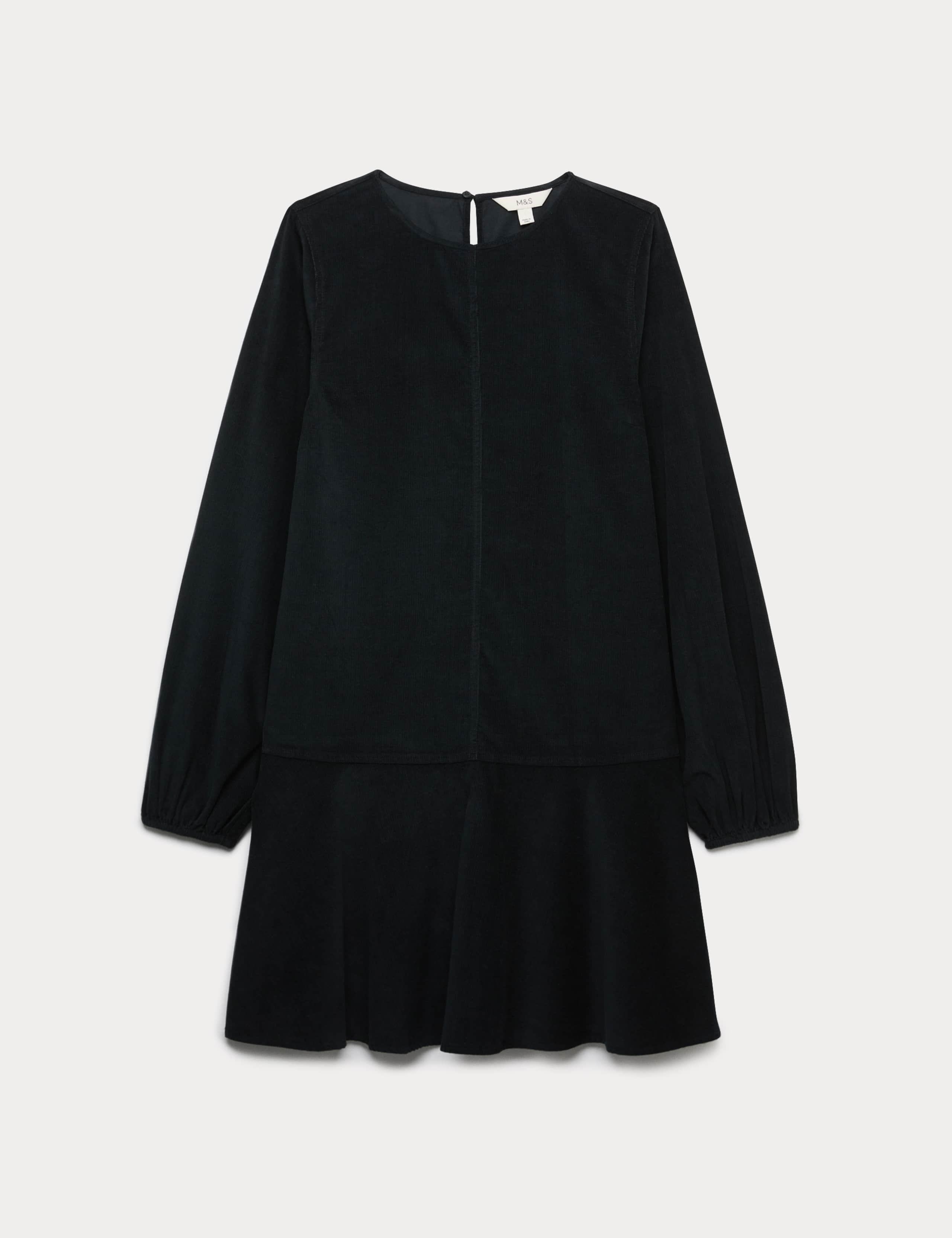 Corduroy Round Neck Mini Drop Waist Dress 2 of 5