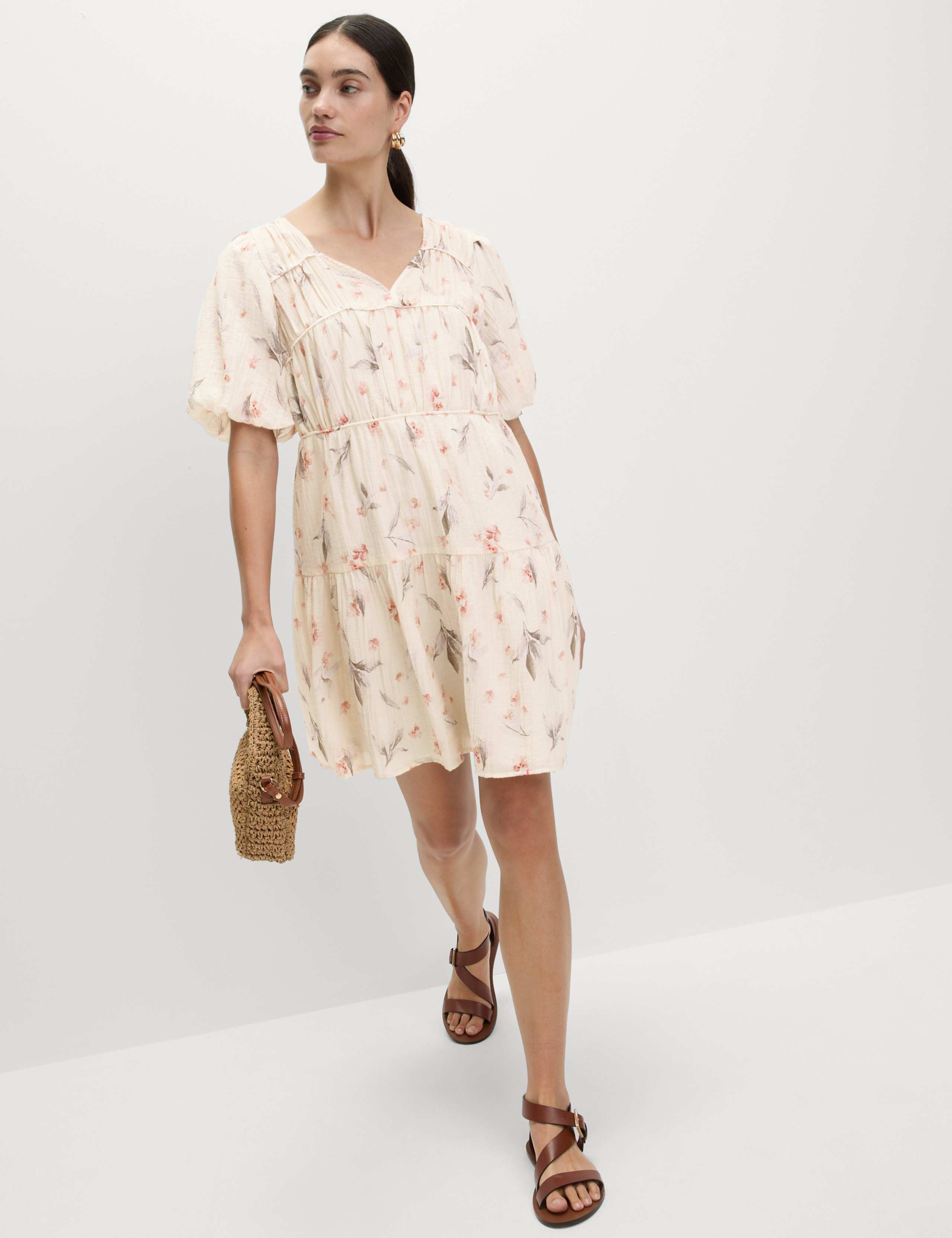 Lyocell Rich Floral V-Neck Mini Waisted Dress 4 of 4