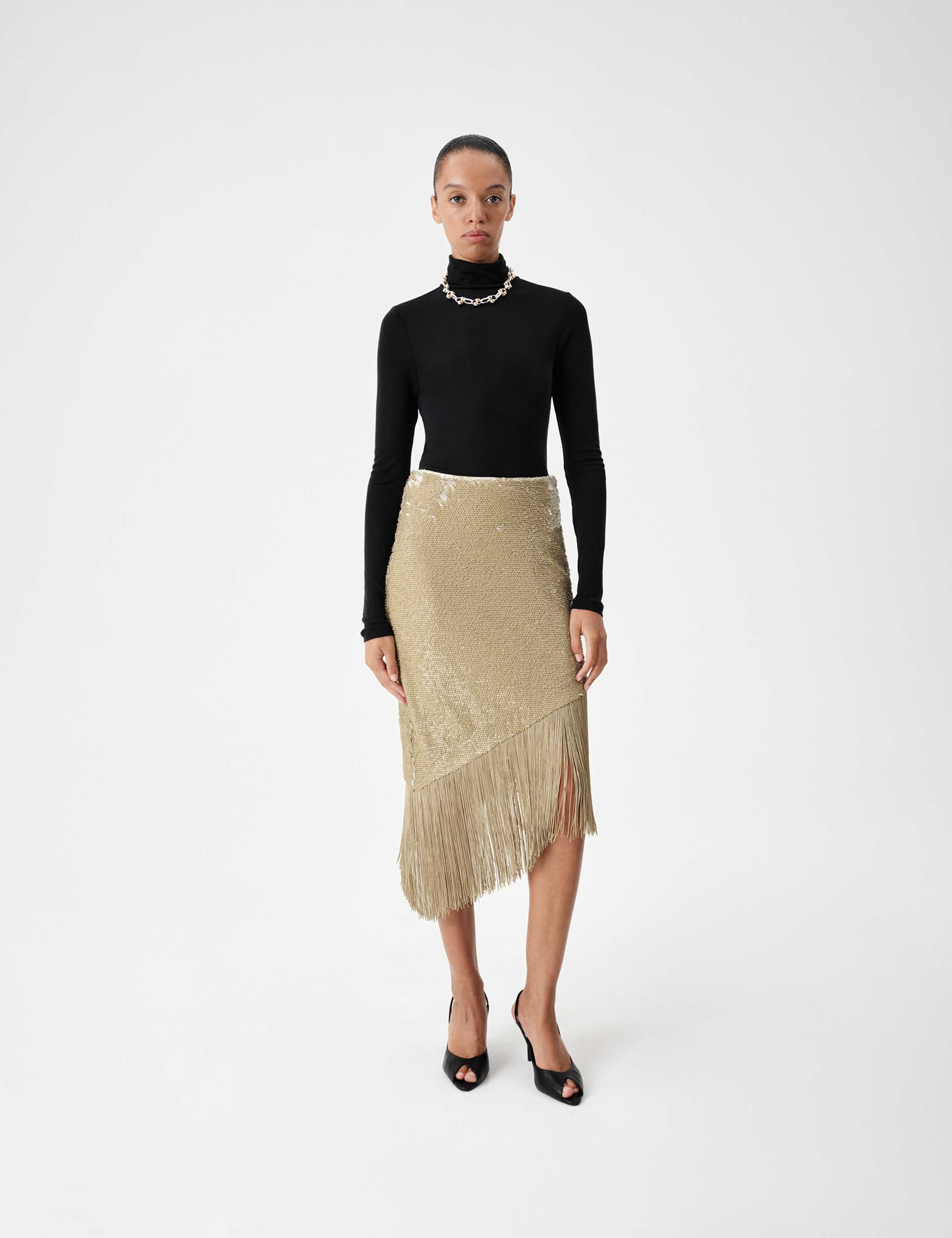 Sequin Asymmetric Fringe Skirt 3 of 8