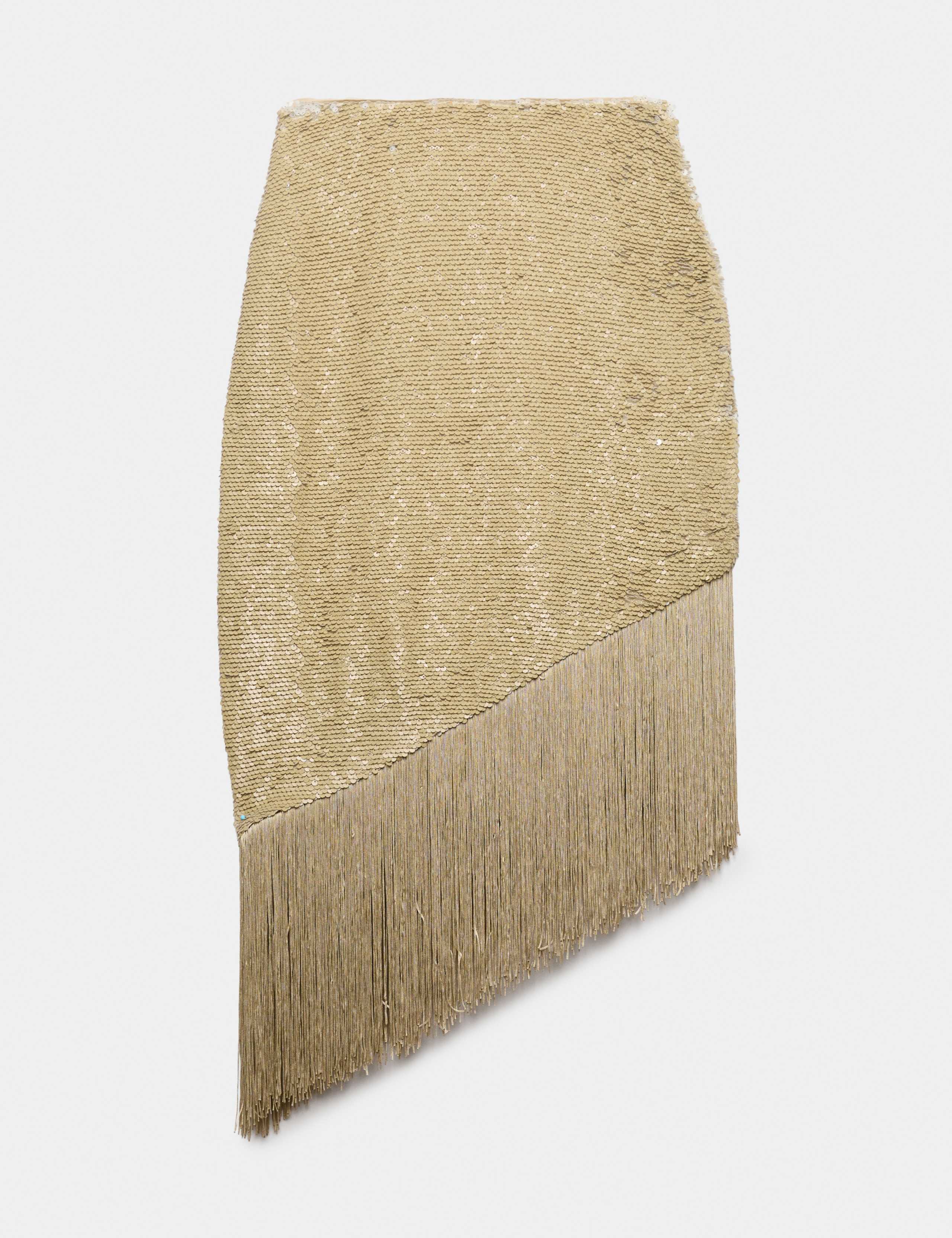Embellished Hi-LowFringe Midi Asymmetric Skirt 2 of 5