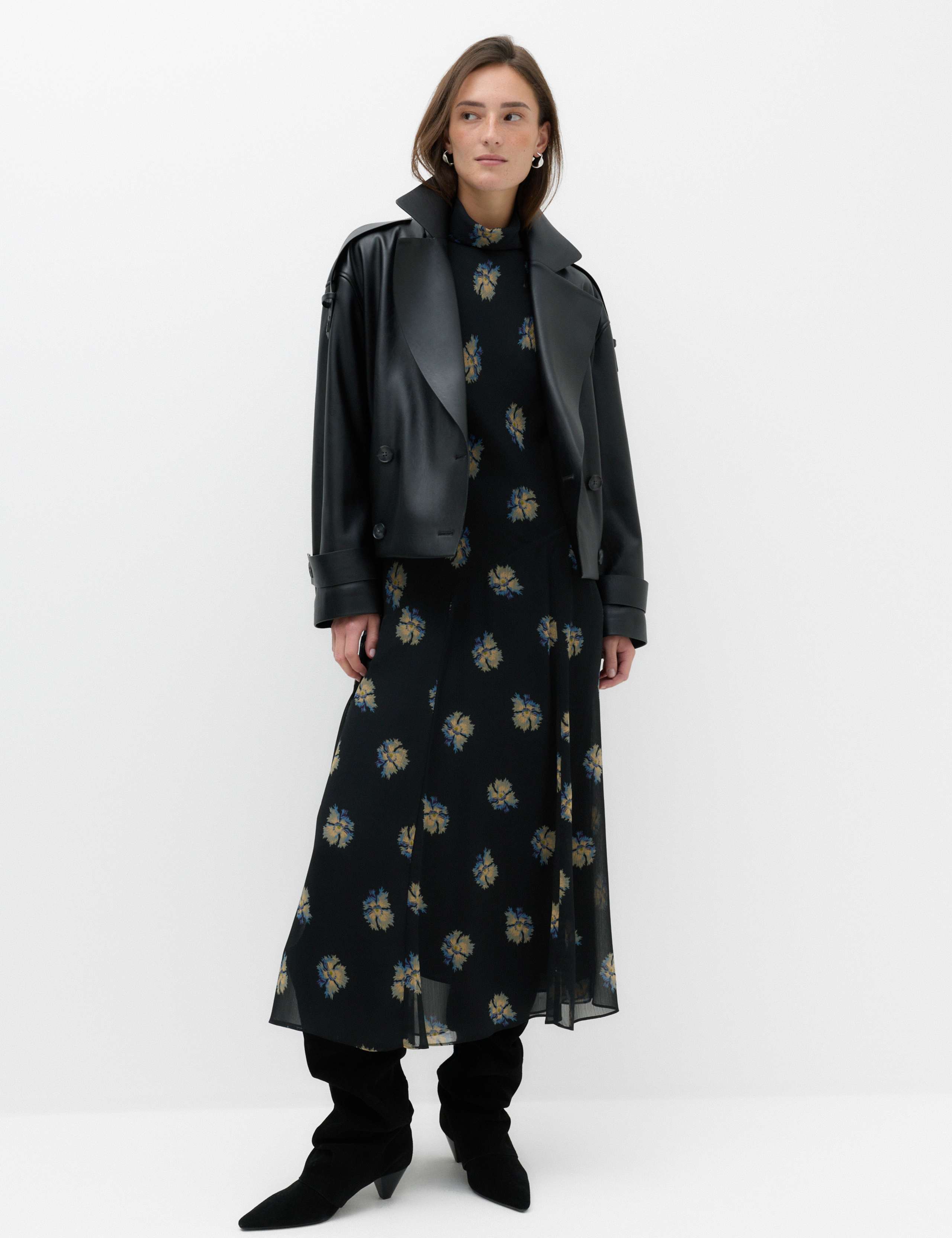 Chiffon Floral High Neck Midaxi Column Dress 7 of 7