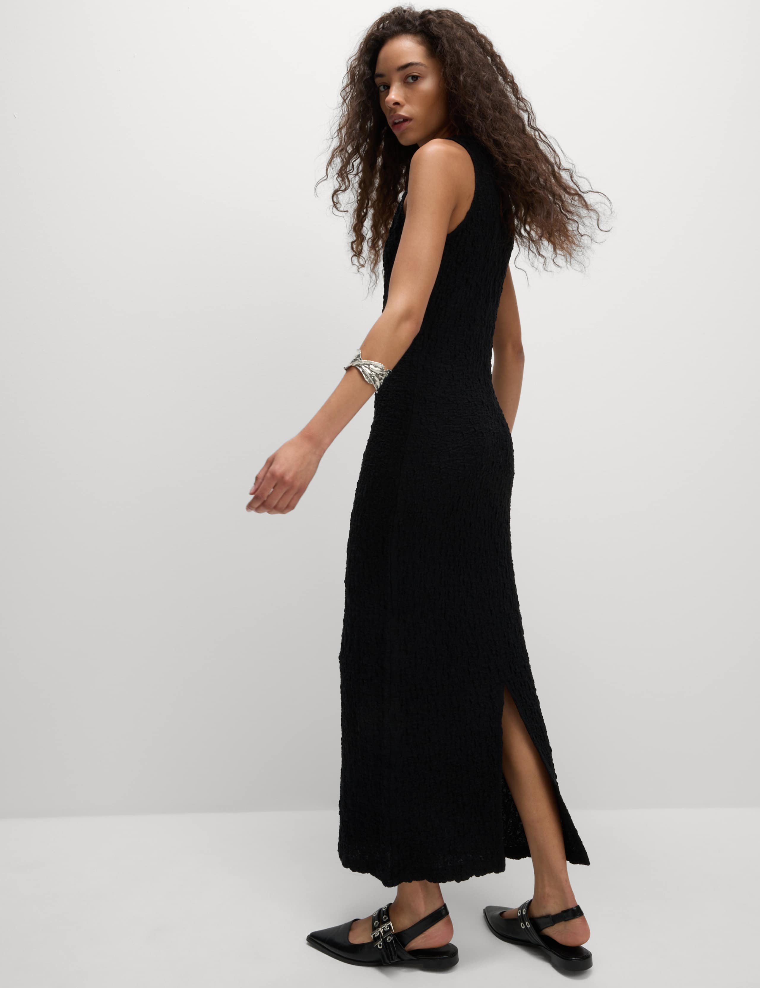 Cotton Rich Jersey Textured Midi Column Dress 5 of 5