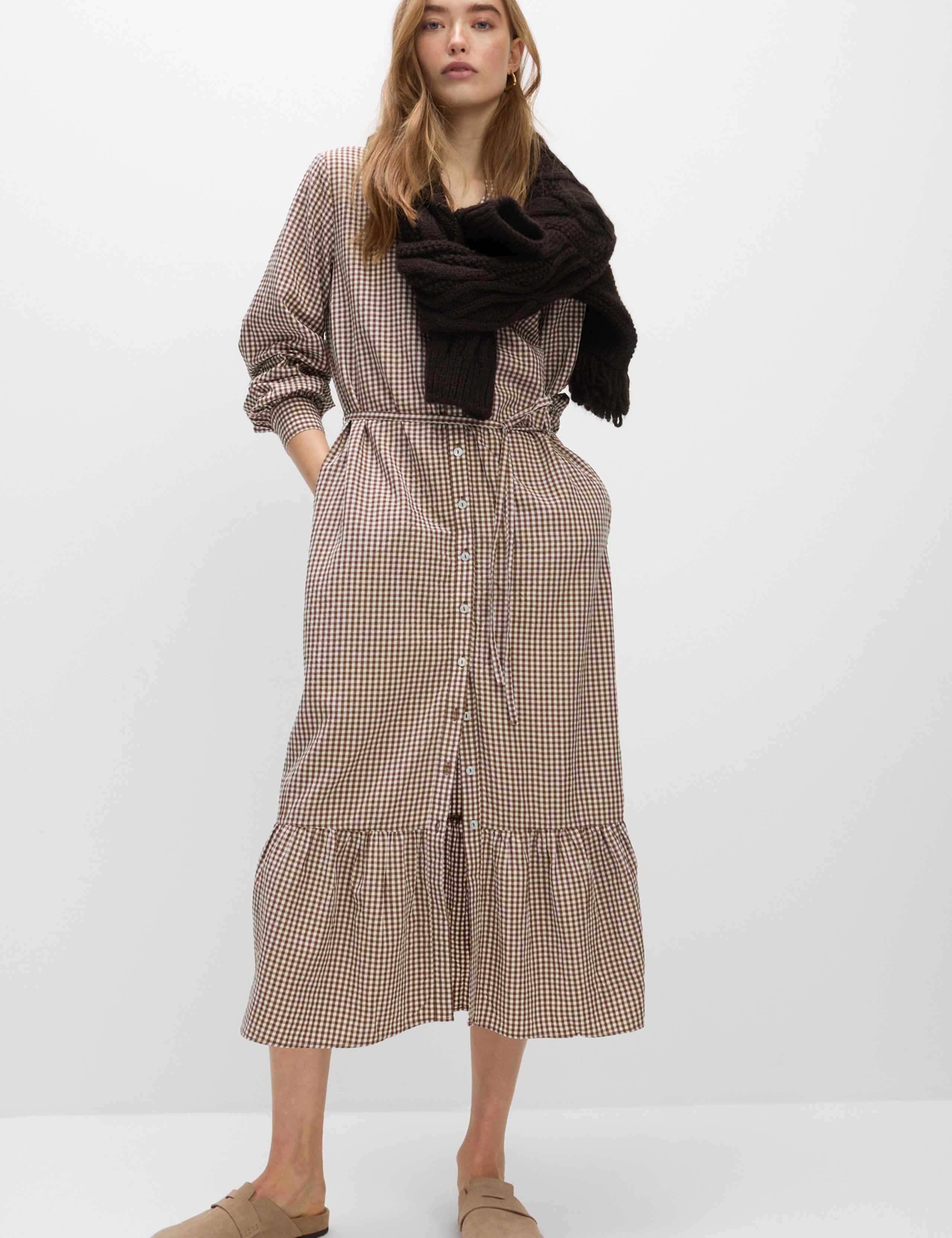Modal Rich Checked Button Front Midi Dress 3 of 6