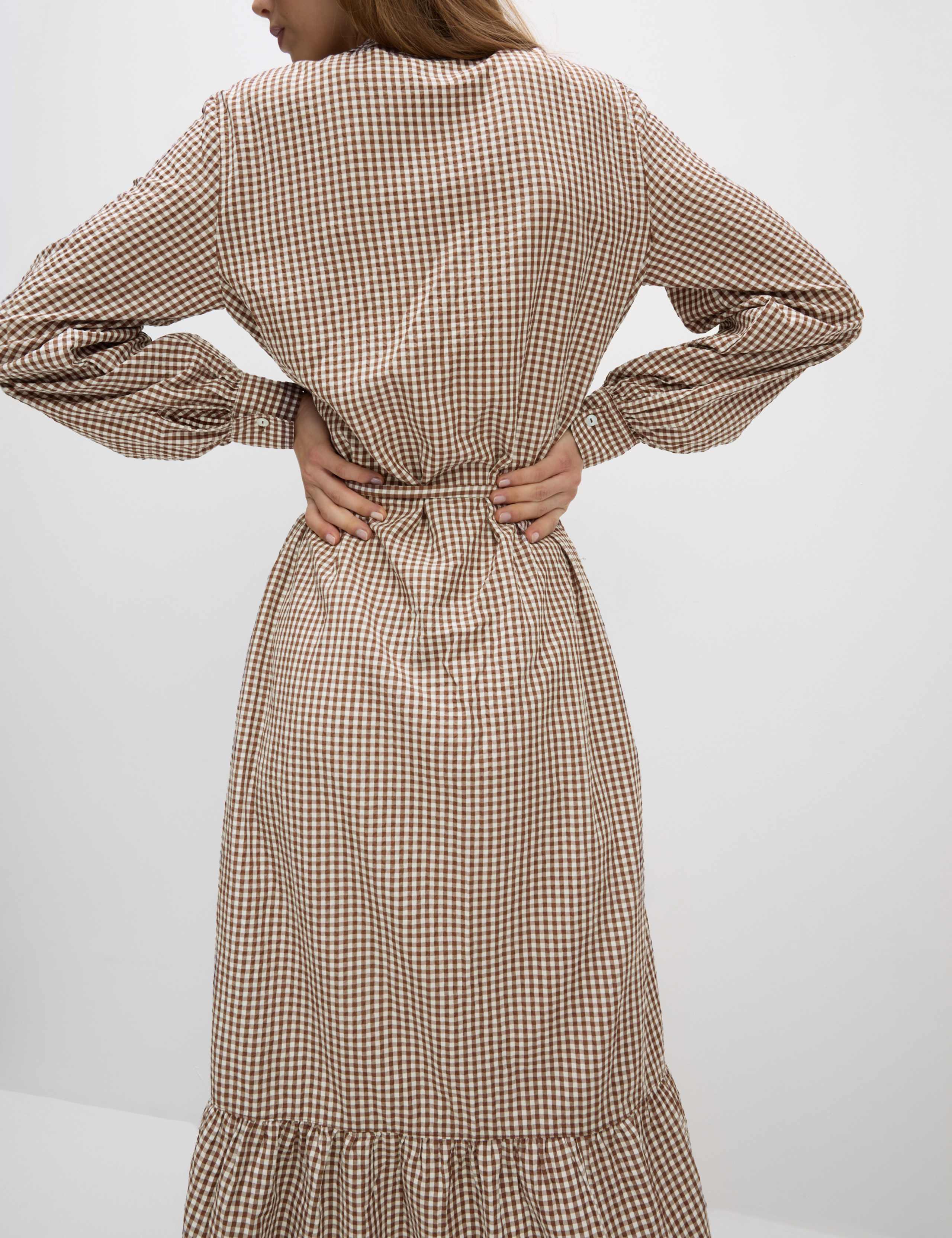 Modal Rich Checked Button Front Midi Dress 5 of 6