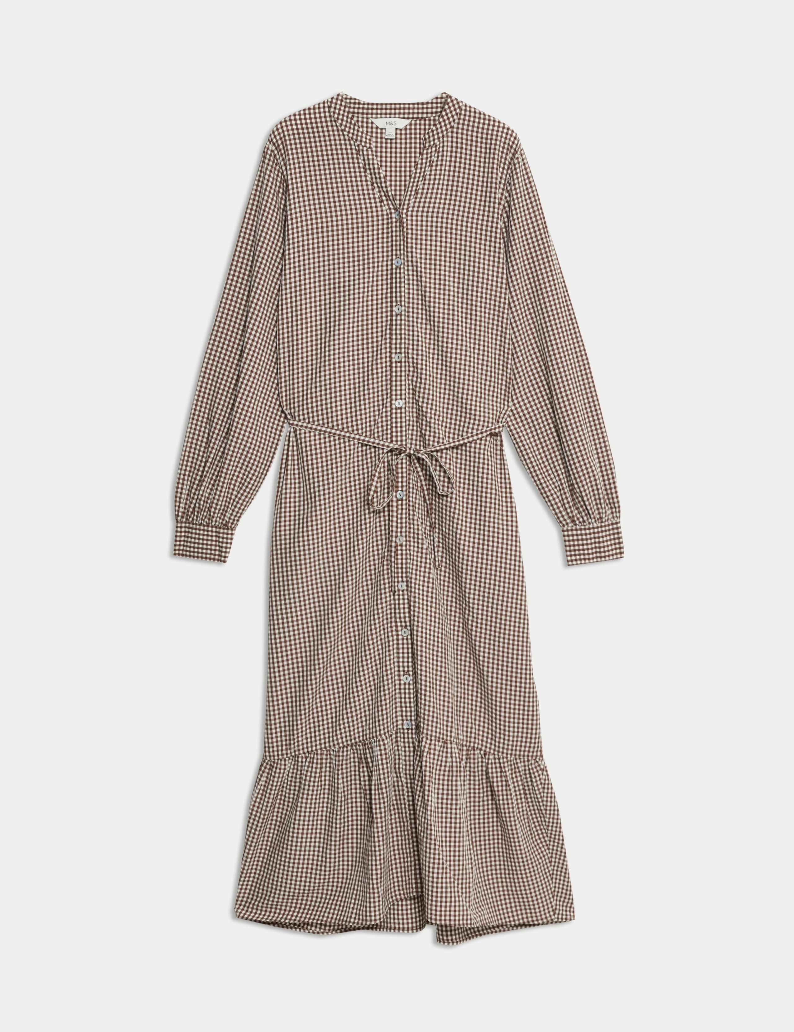Modal Rich Checked Button Front Midi Dress 2 of 6