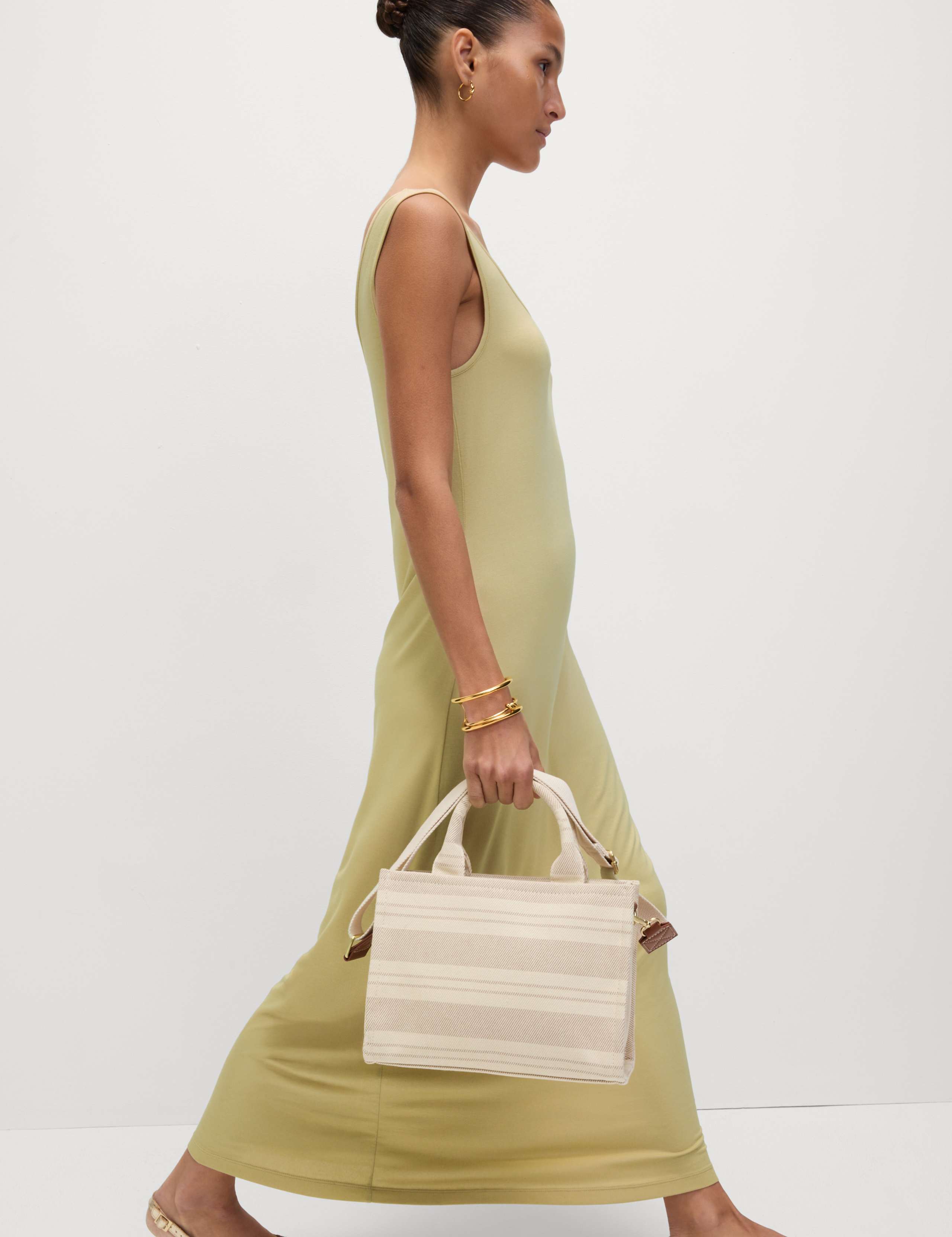 Jersey Scoop Neck Midi Column Dress 3 of 6