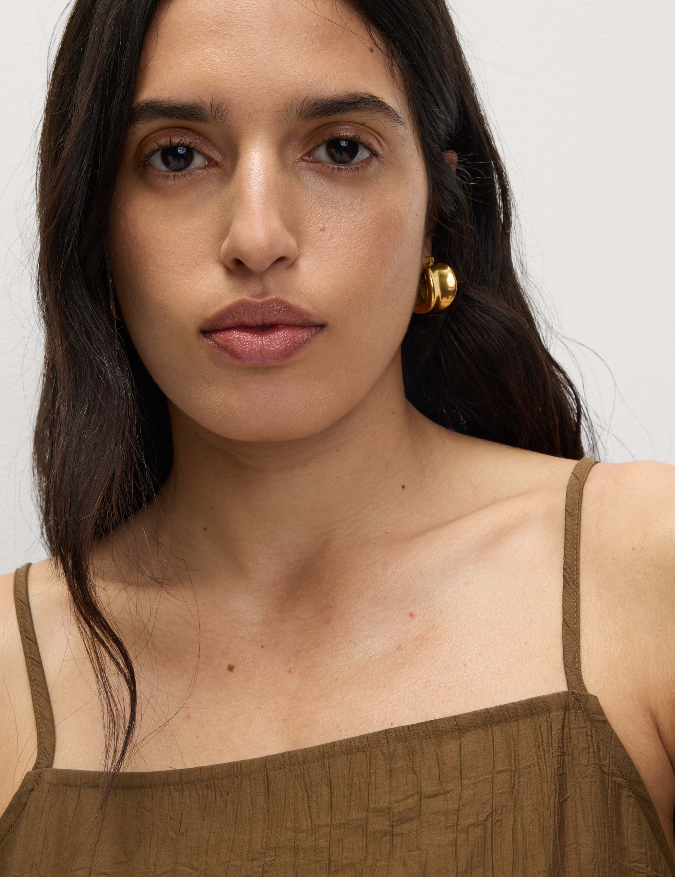 Textured Strappy Midi Cami Relaxed Dress 3 of 5