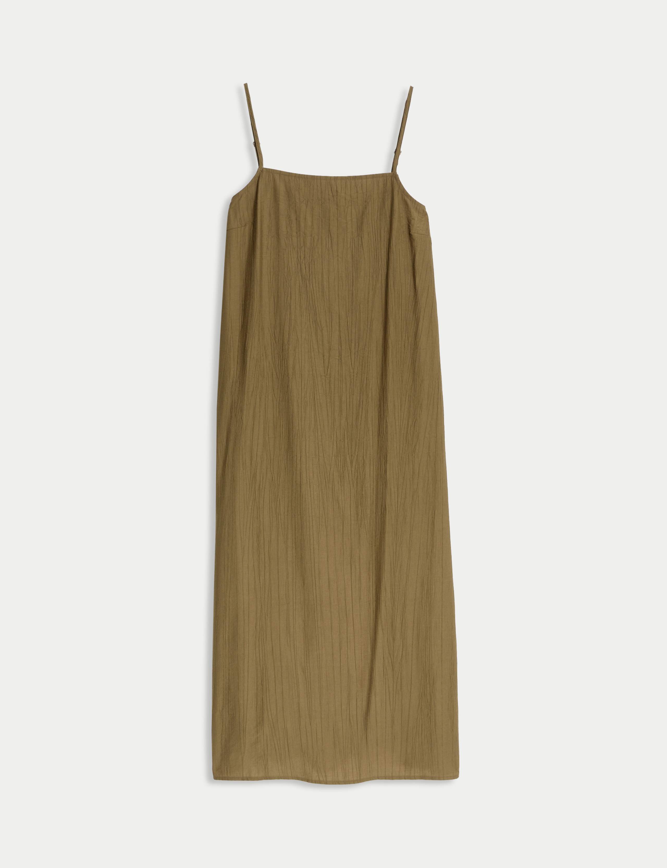 Textured Strappy Midi Cami Relaxed Dress 2 of 5