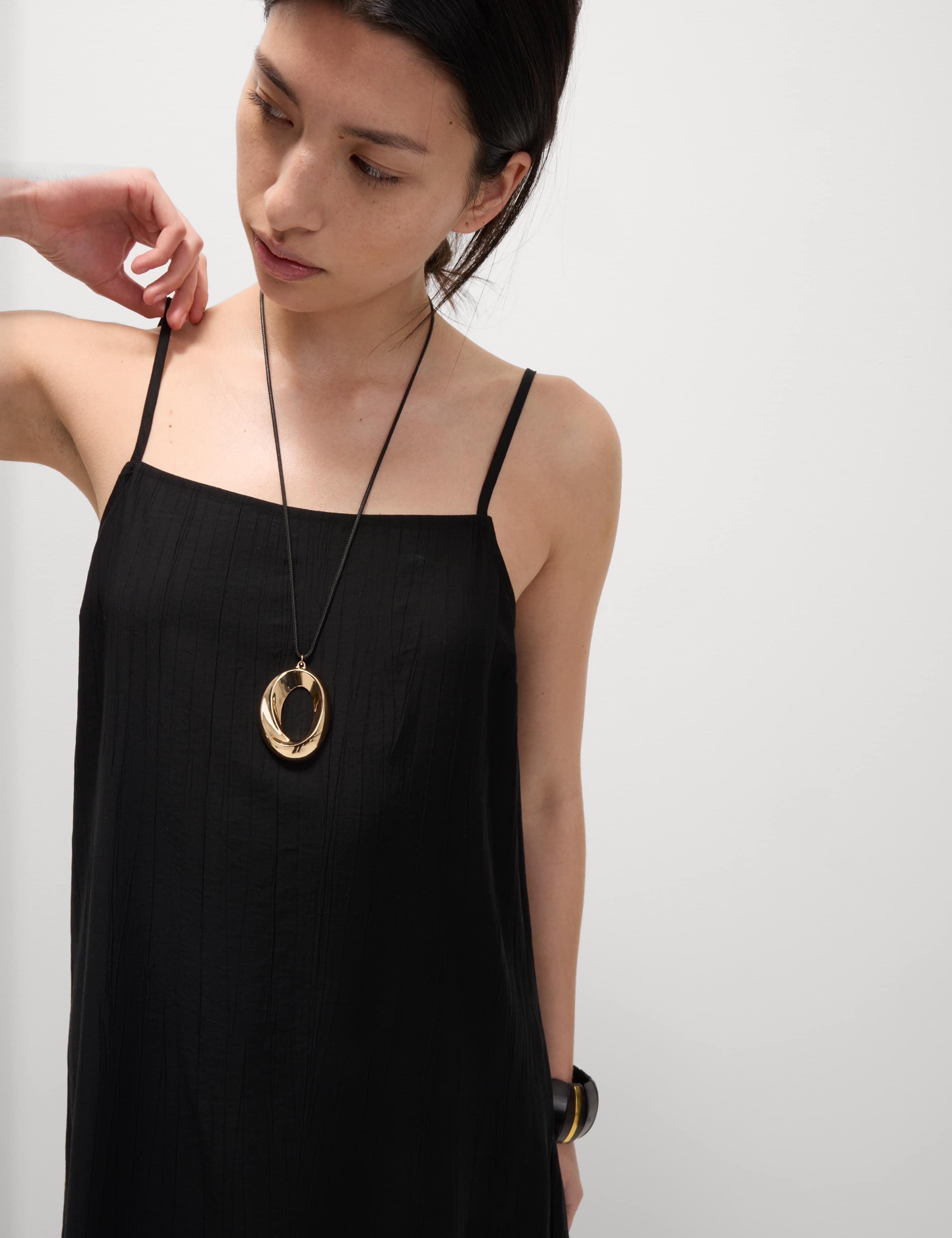 Textured Strappy Midi Cami Relaxed Dress 7 of 7