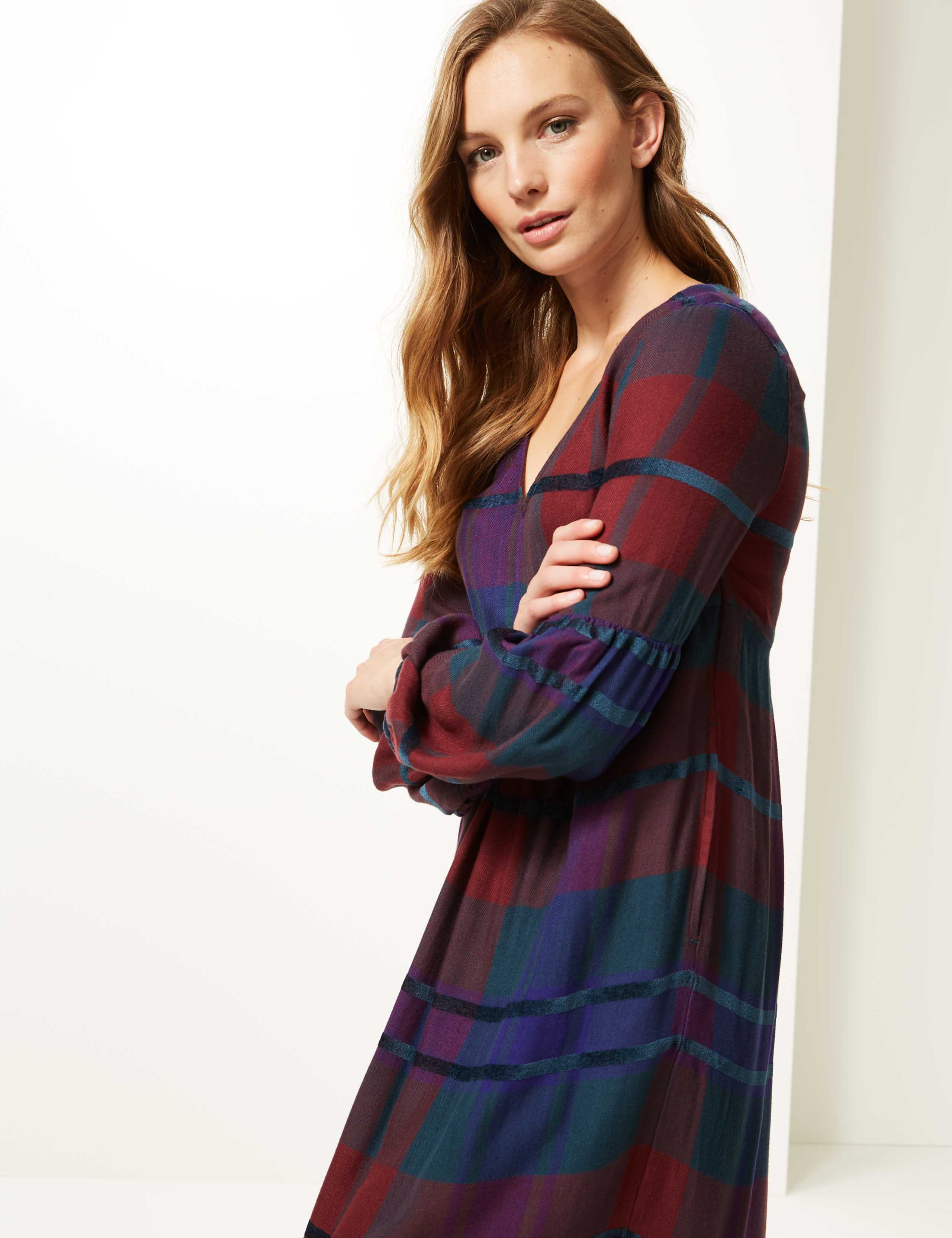 Checked Longline Skater Midi Dress 3 of 4