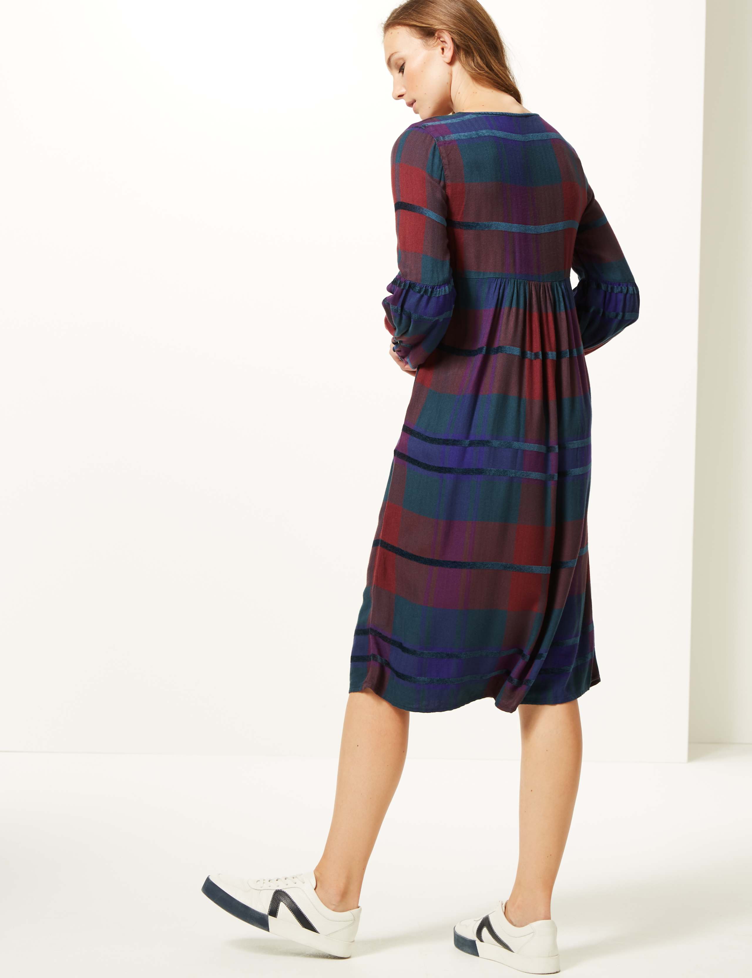 Checked Longline Skater Midi Dress 4 of 4