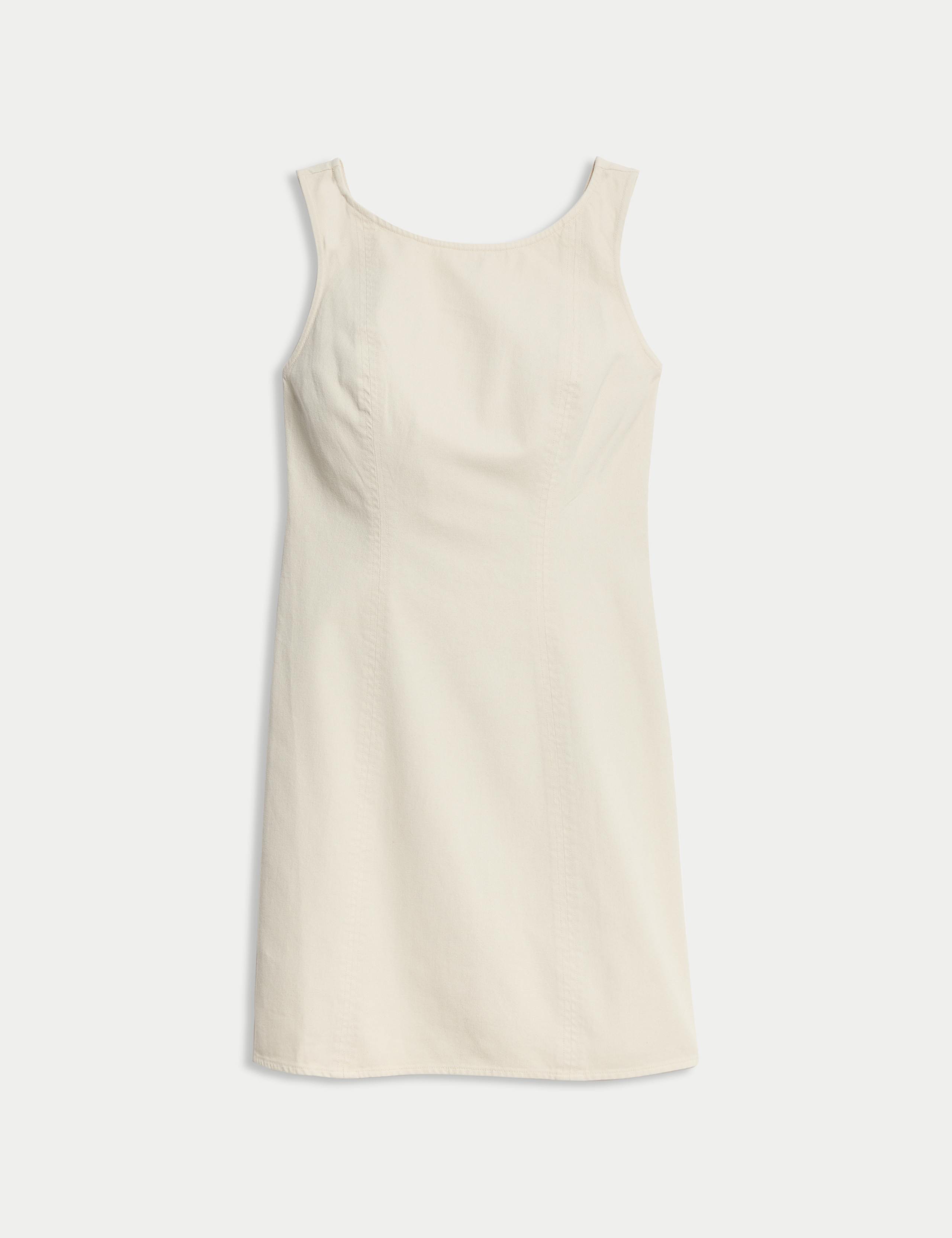 Pure Cotton Denim Mini Shift Dress 2 of 6