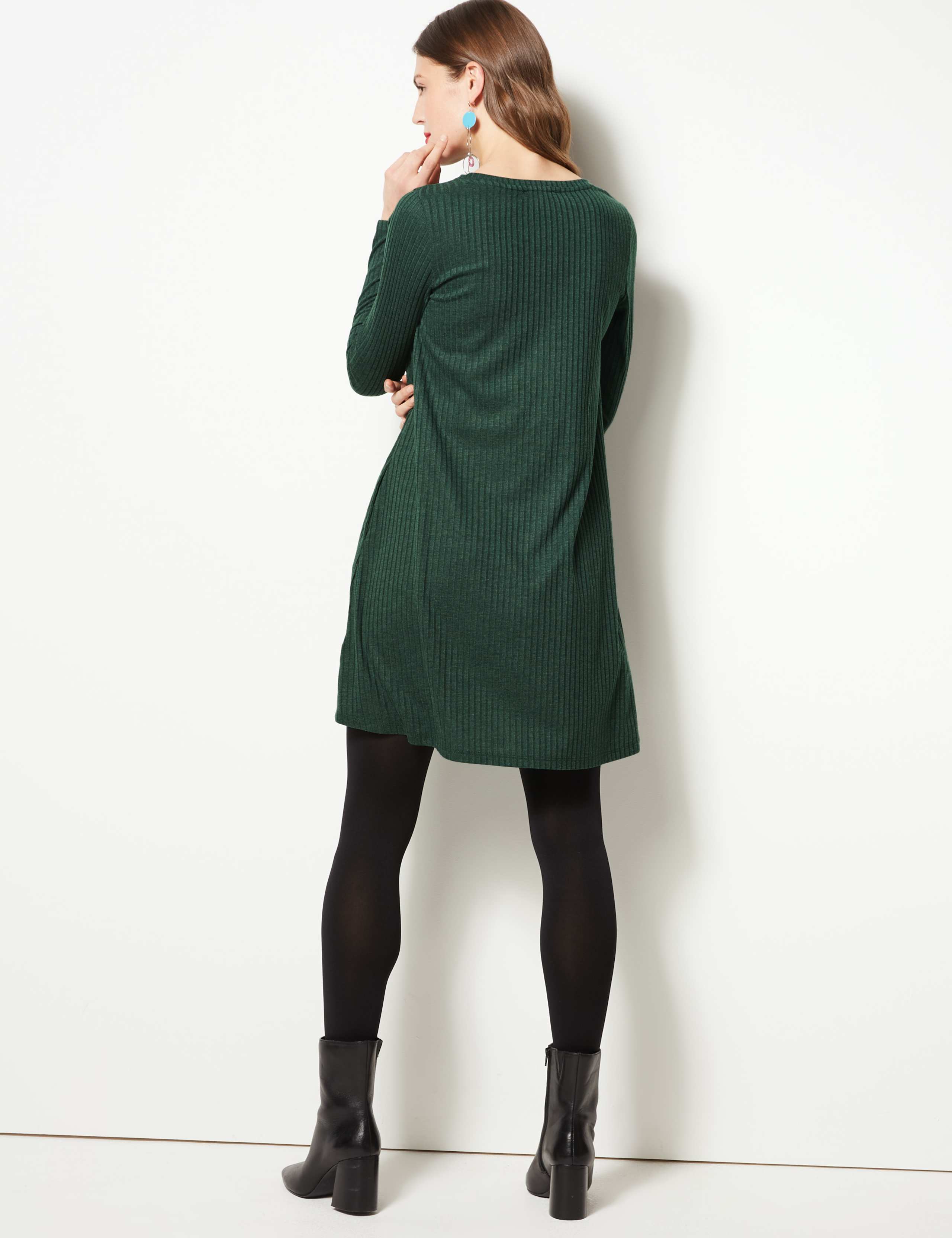 Textured Long Sleeve Swing Dress 4 of 4
