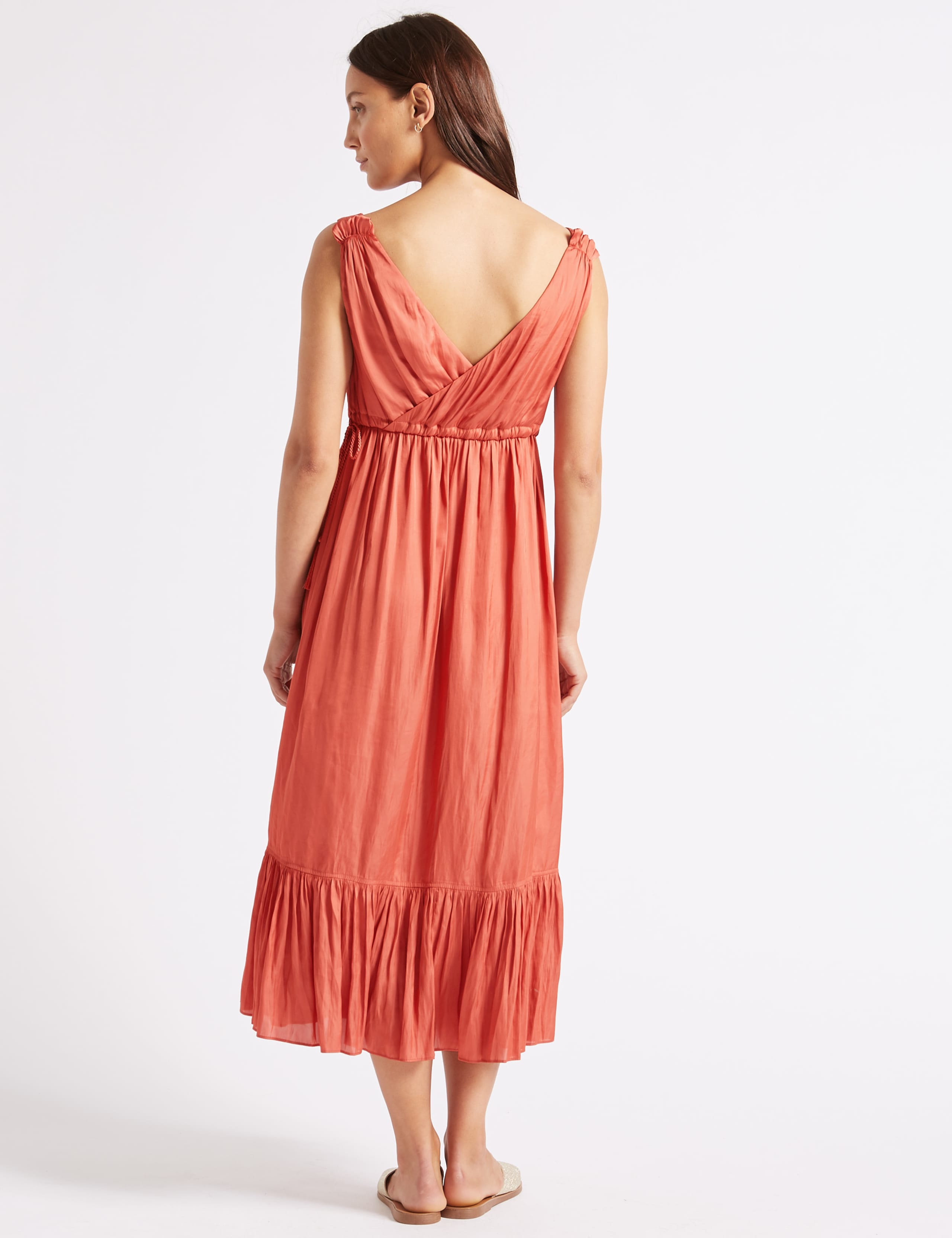 Satin Tiered Slip Midi Dress 5 of 6