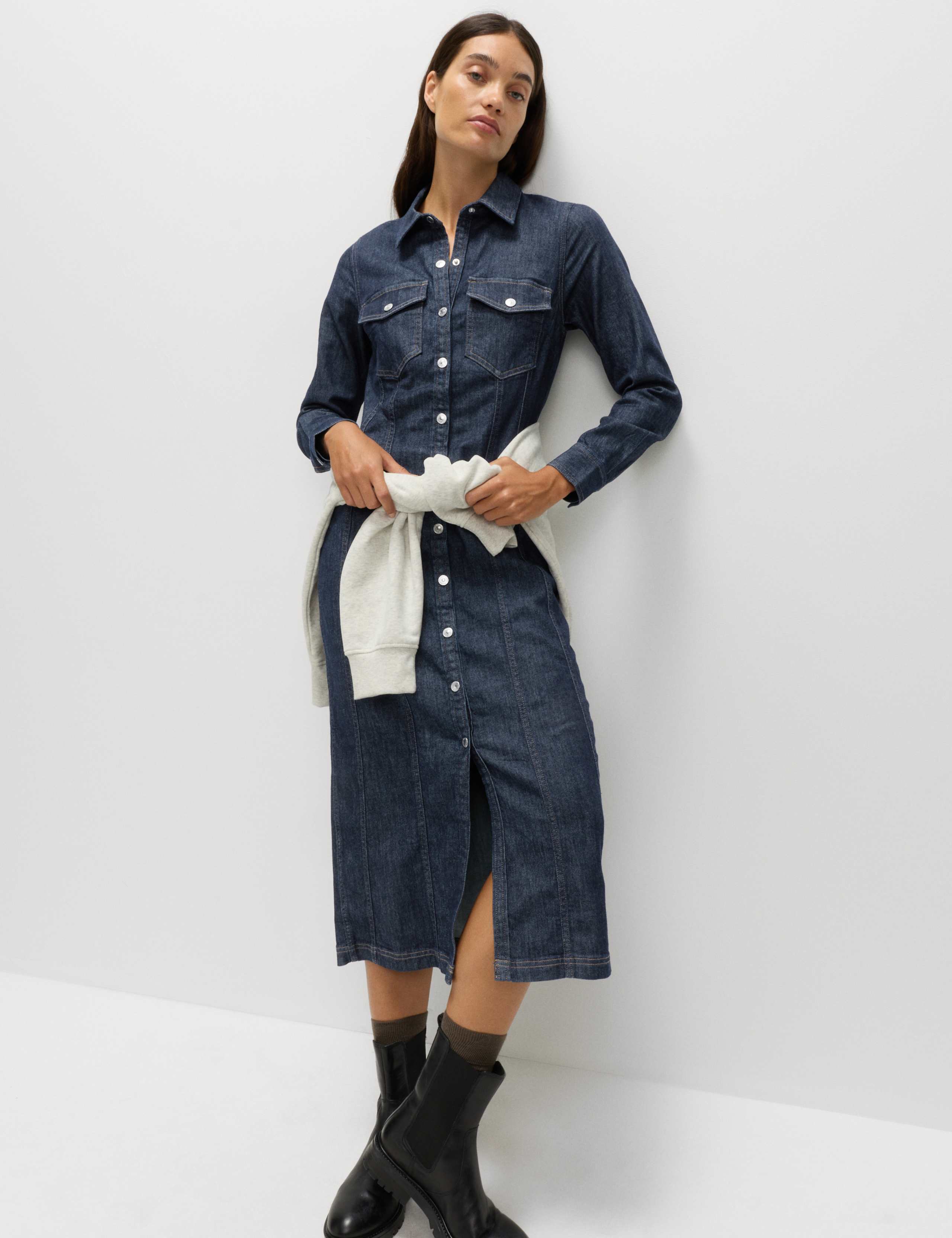 Denim Button Through Midi Shirt Dress 5 of 6