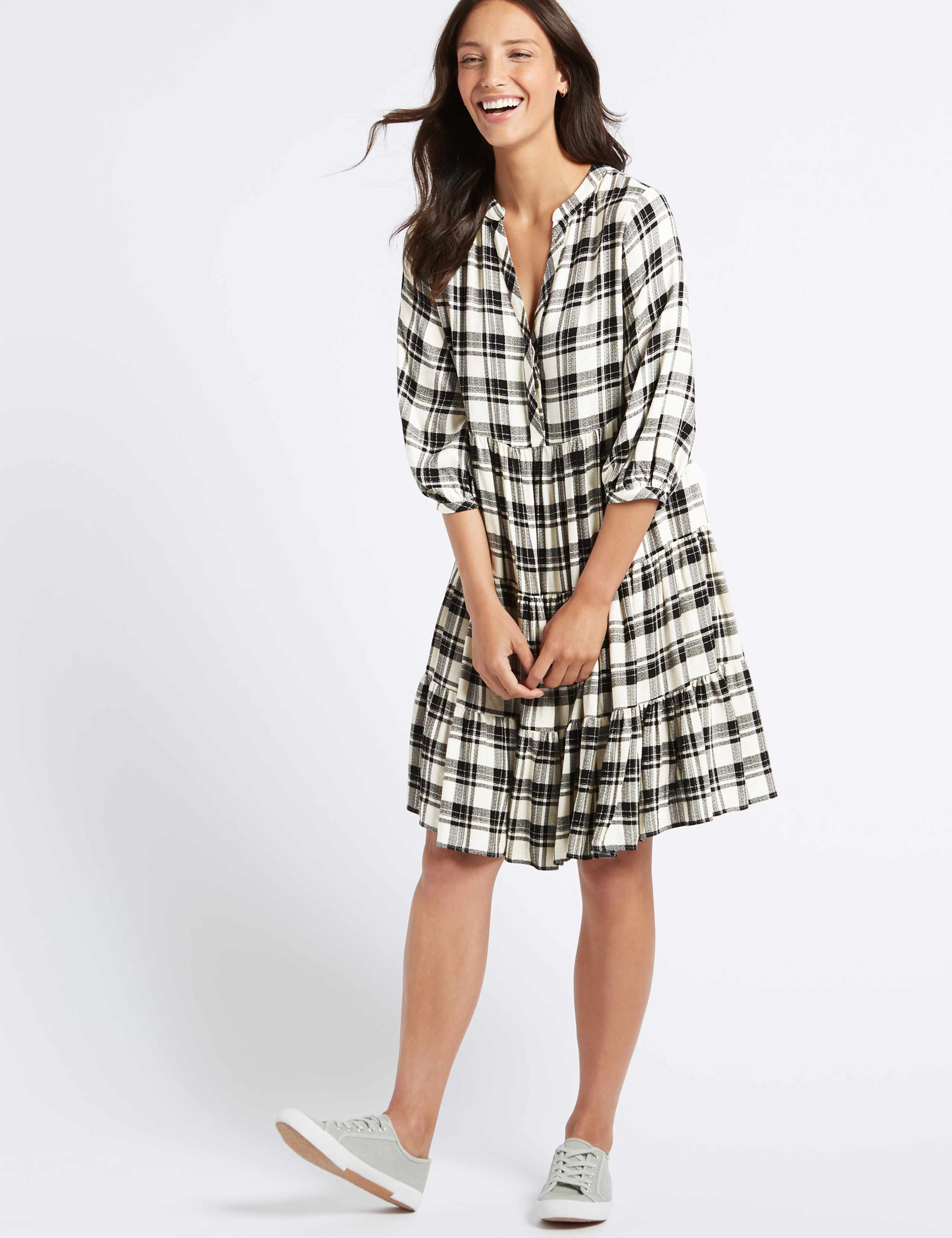 Checked Half Sleeve Skater Dress 5 of 6
