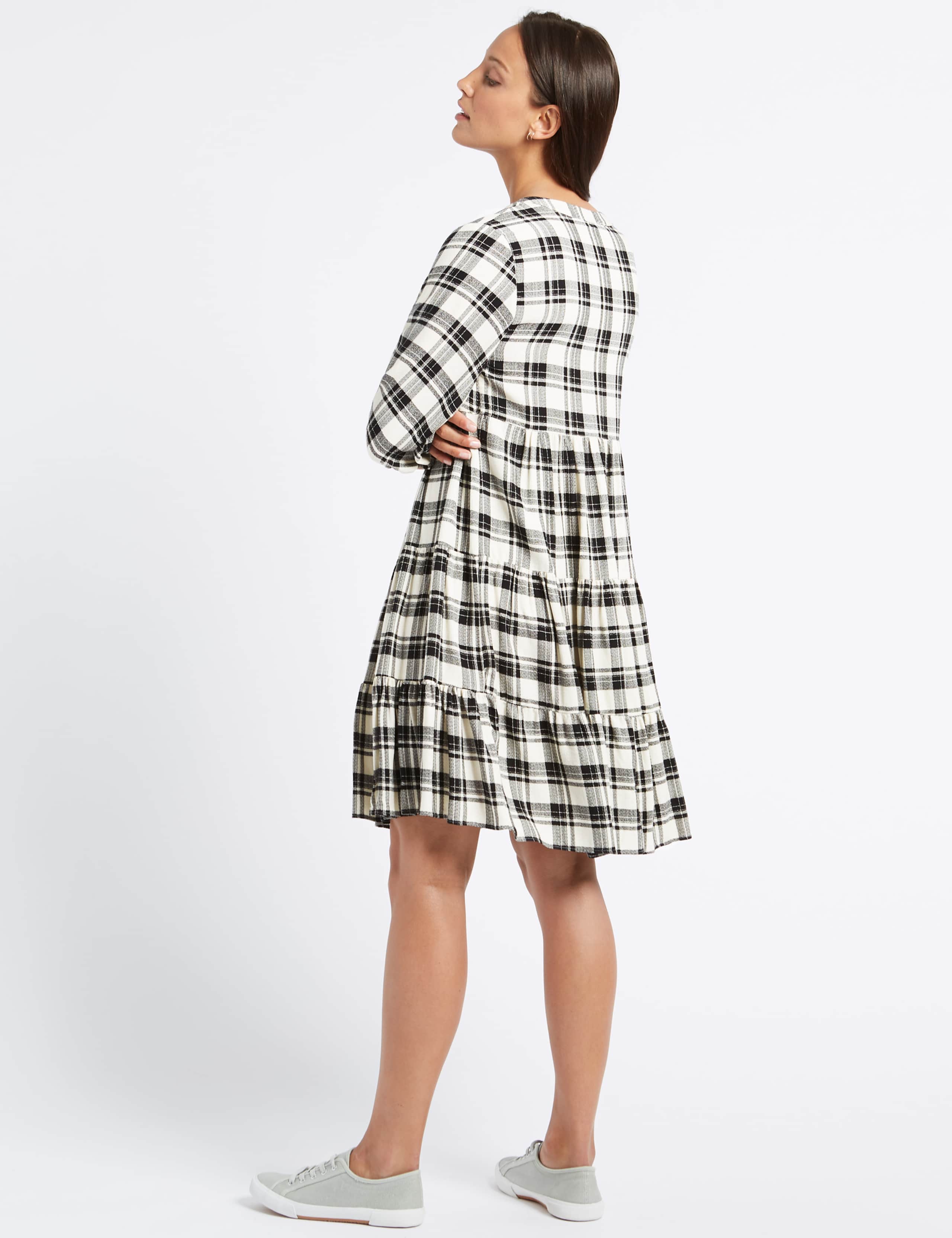 Checked Half Sleeve Skater Dress 6 of 6