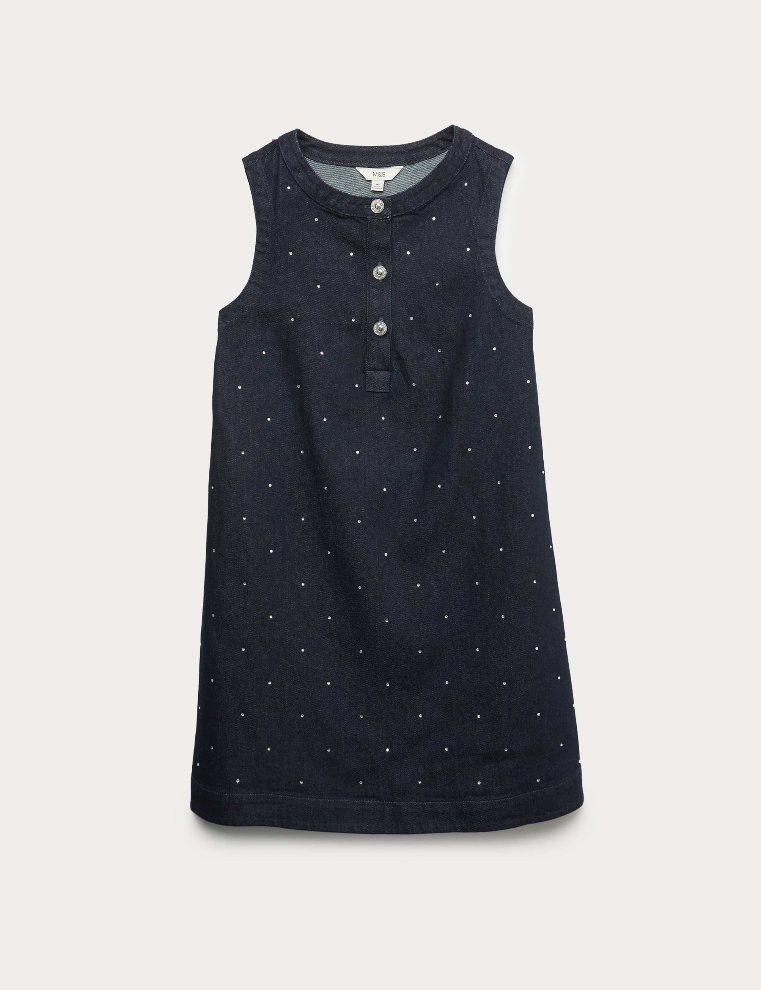 Denim Embellished Mini Shift Dress 2 of 6