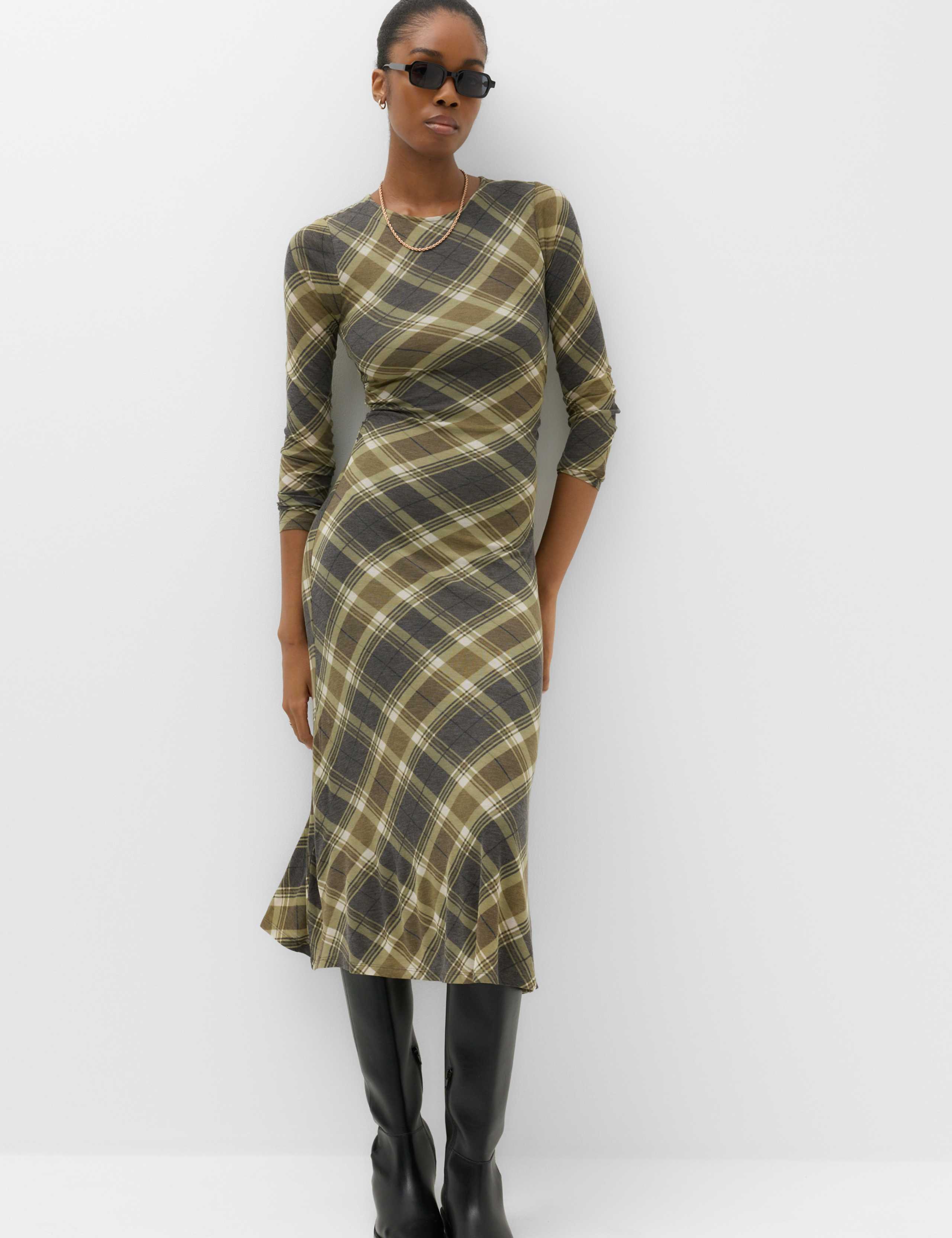 Lyocell Blend Checked Midaxi Column Dress 1 of 6