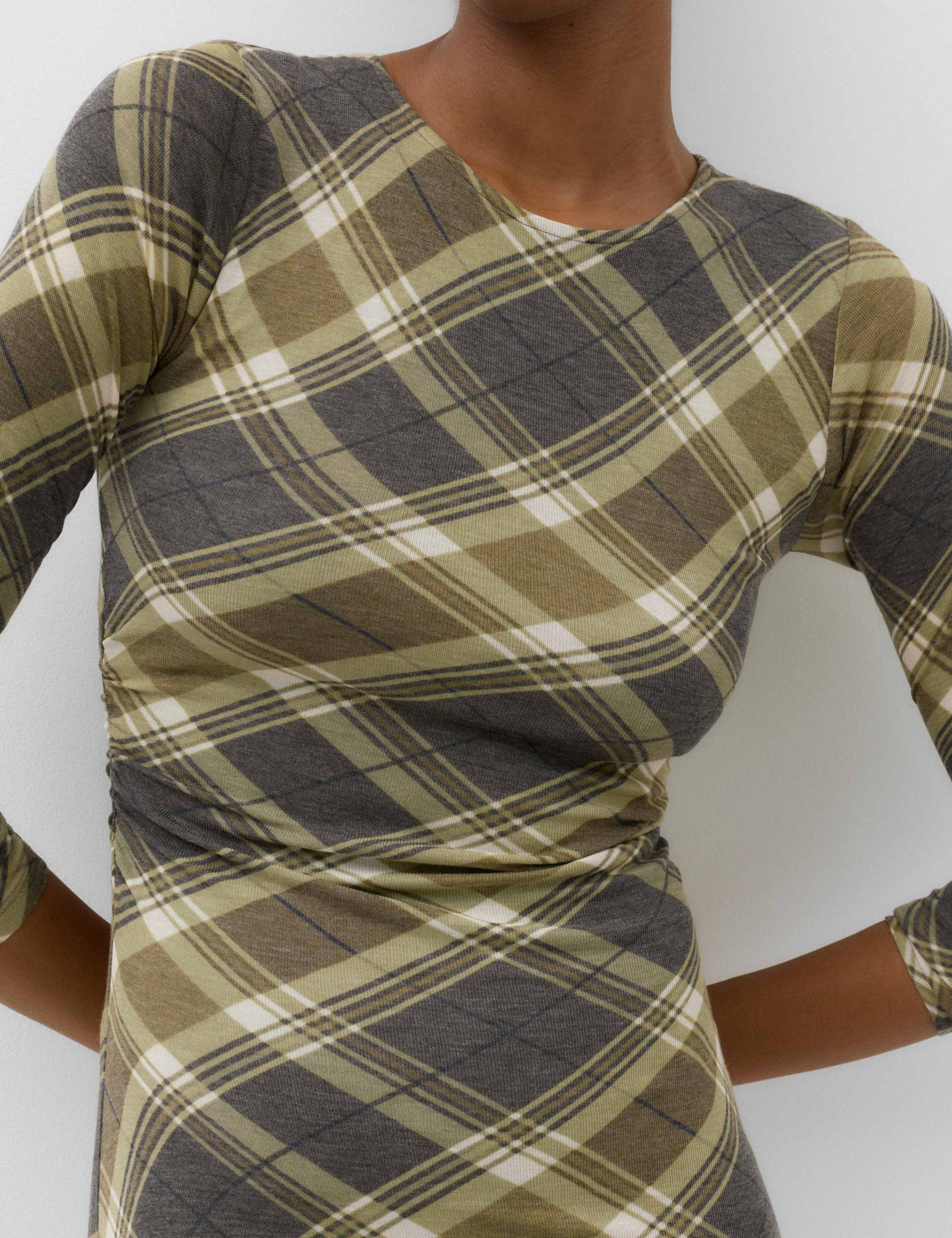 Lyocell Blend Checked Midaxi Column Dress 4 of 6