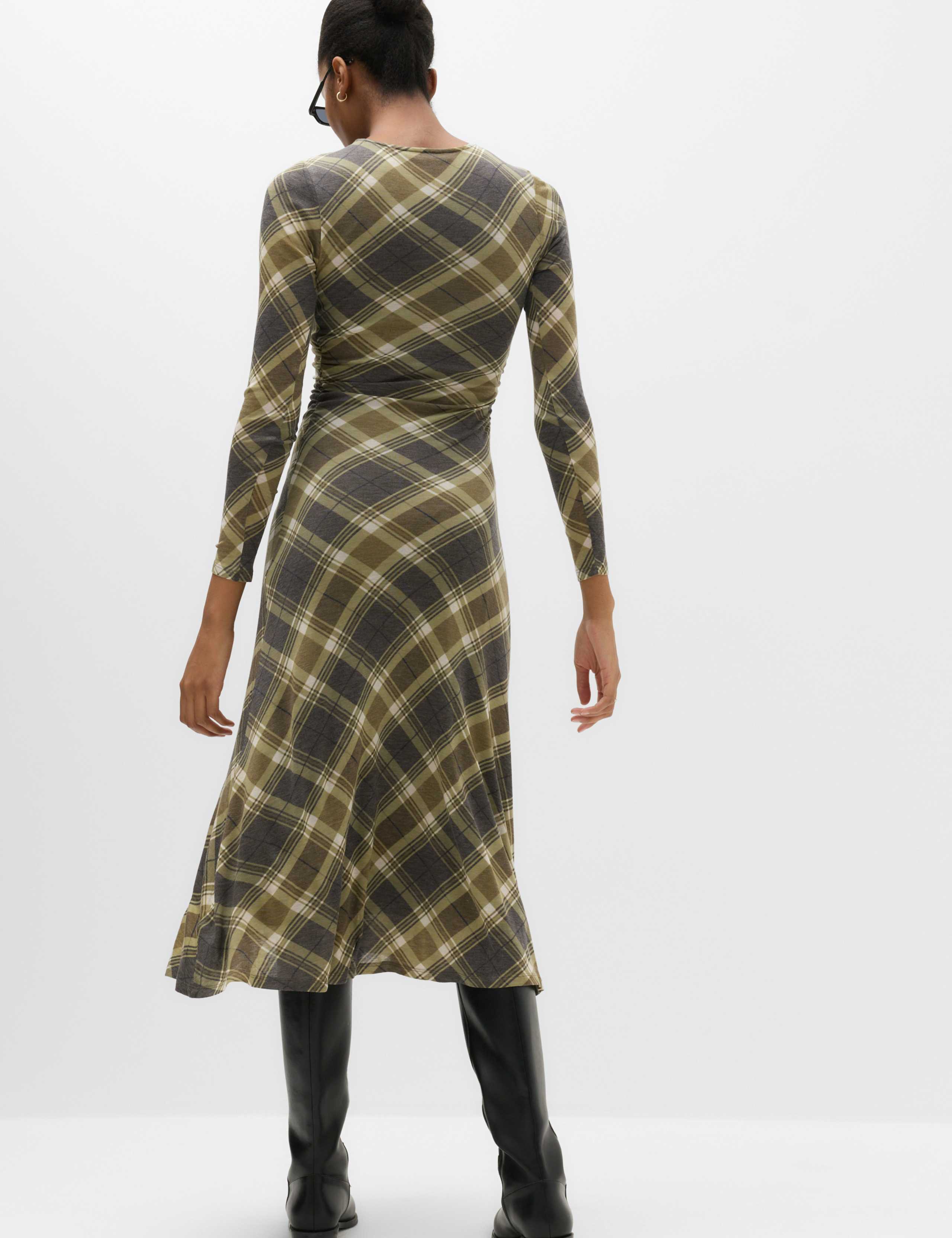 Lyocell Blend Checked Midaxi Column Dress 5 of 6